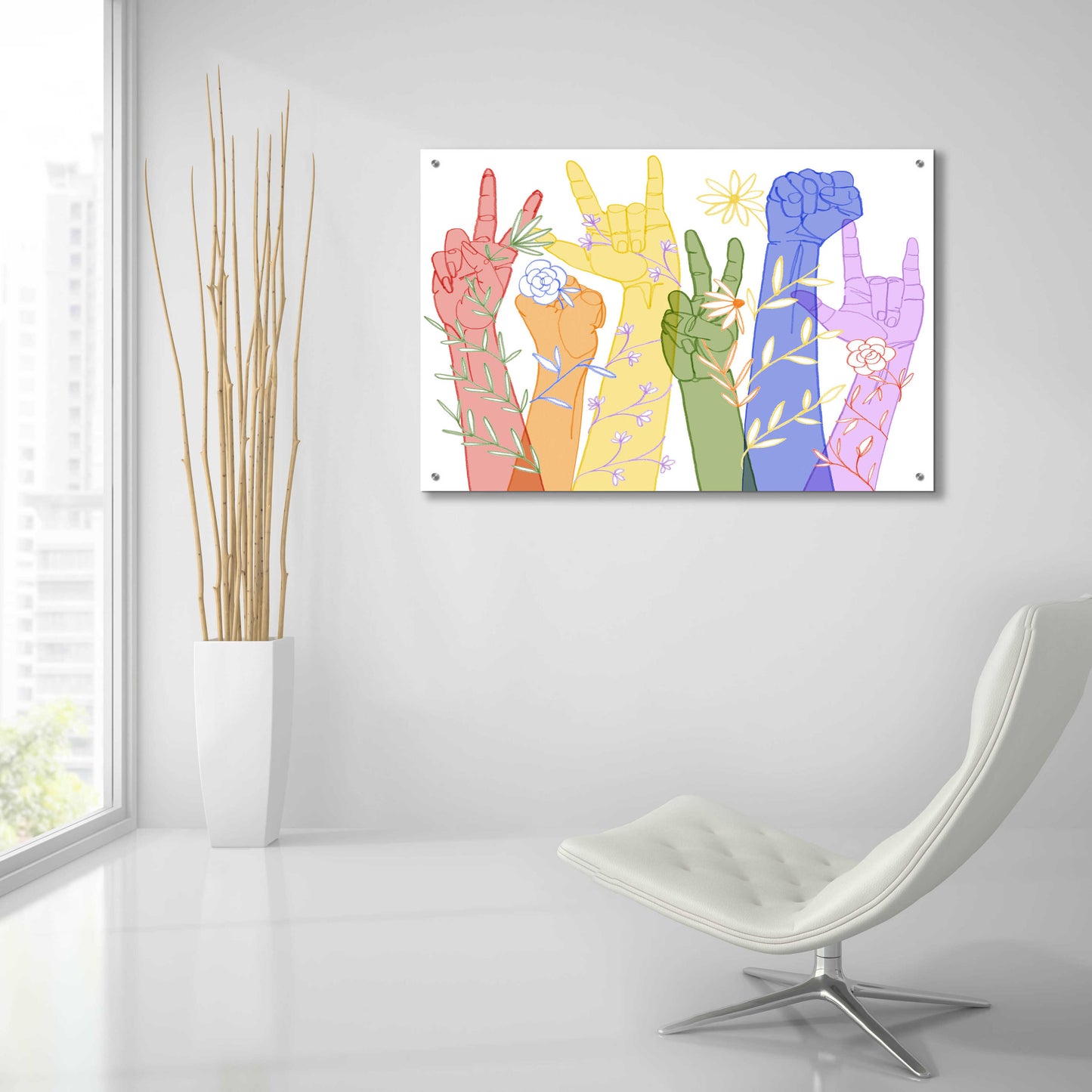 Epic Art 'Love Each Other Collection A' by Grace Popp, Acrylic Glass Wall Art,36x24