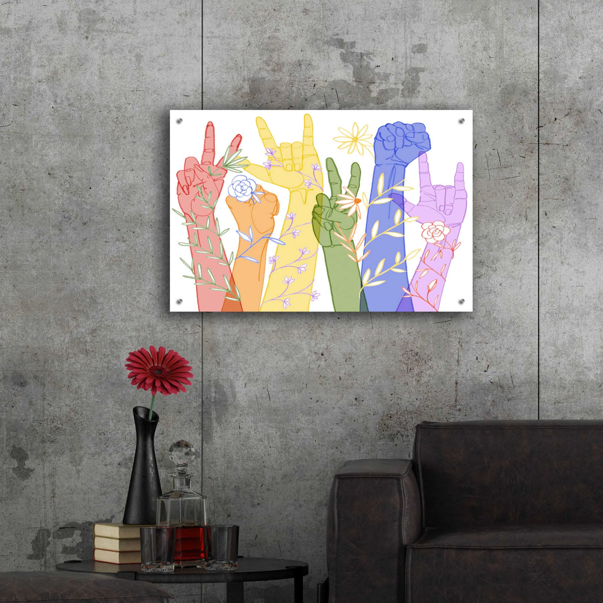 Epic Art 'Love Each Other Collection A' by Grace Popp, Acrylic Glass Wall Art,36x24