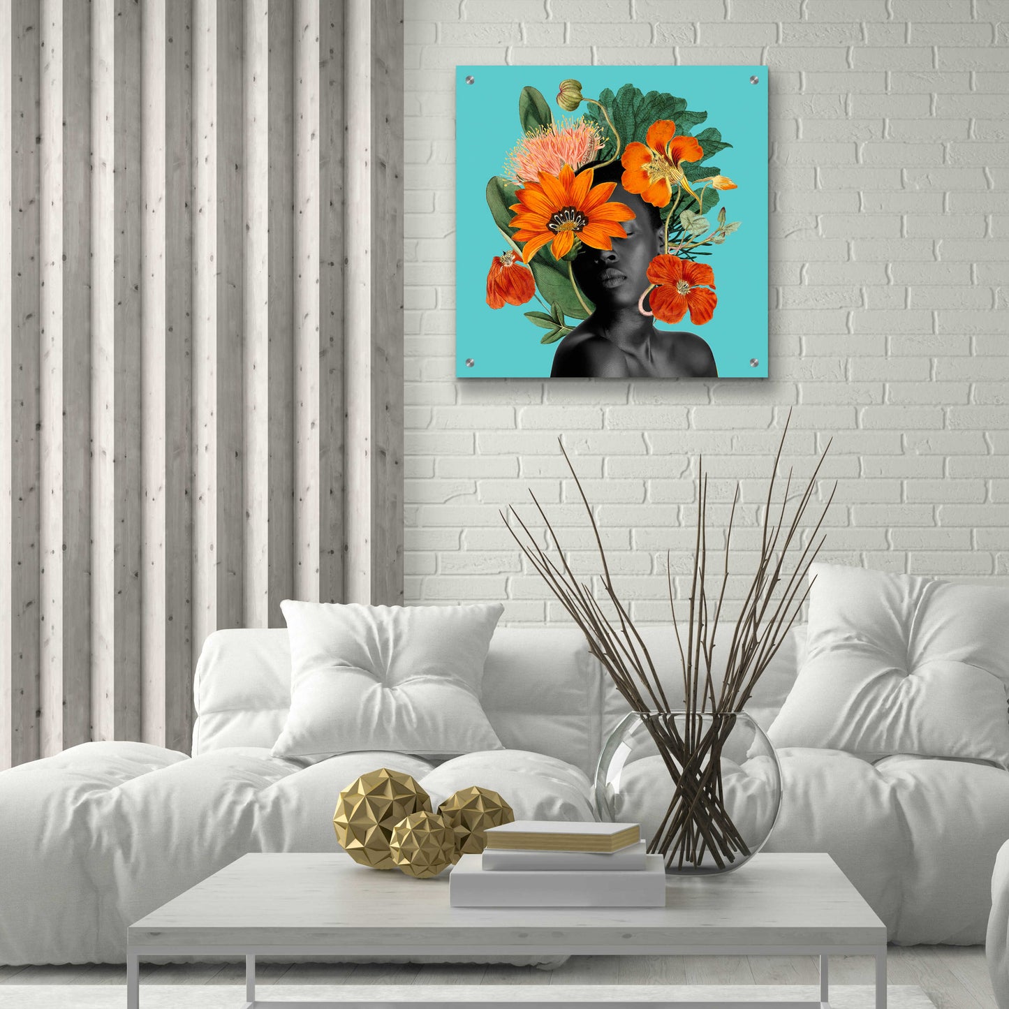 Epic Art 'Tangerine Tropics I' by Grace Popp, Acrylic Glass Wall Art,24x24