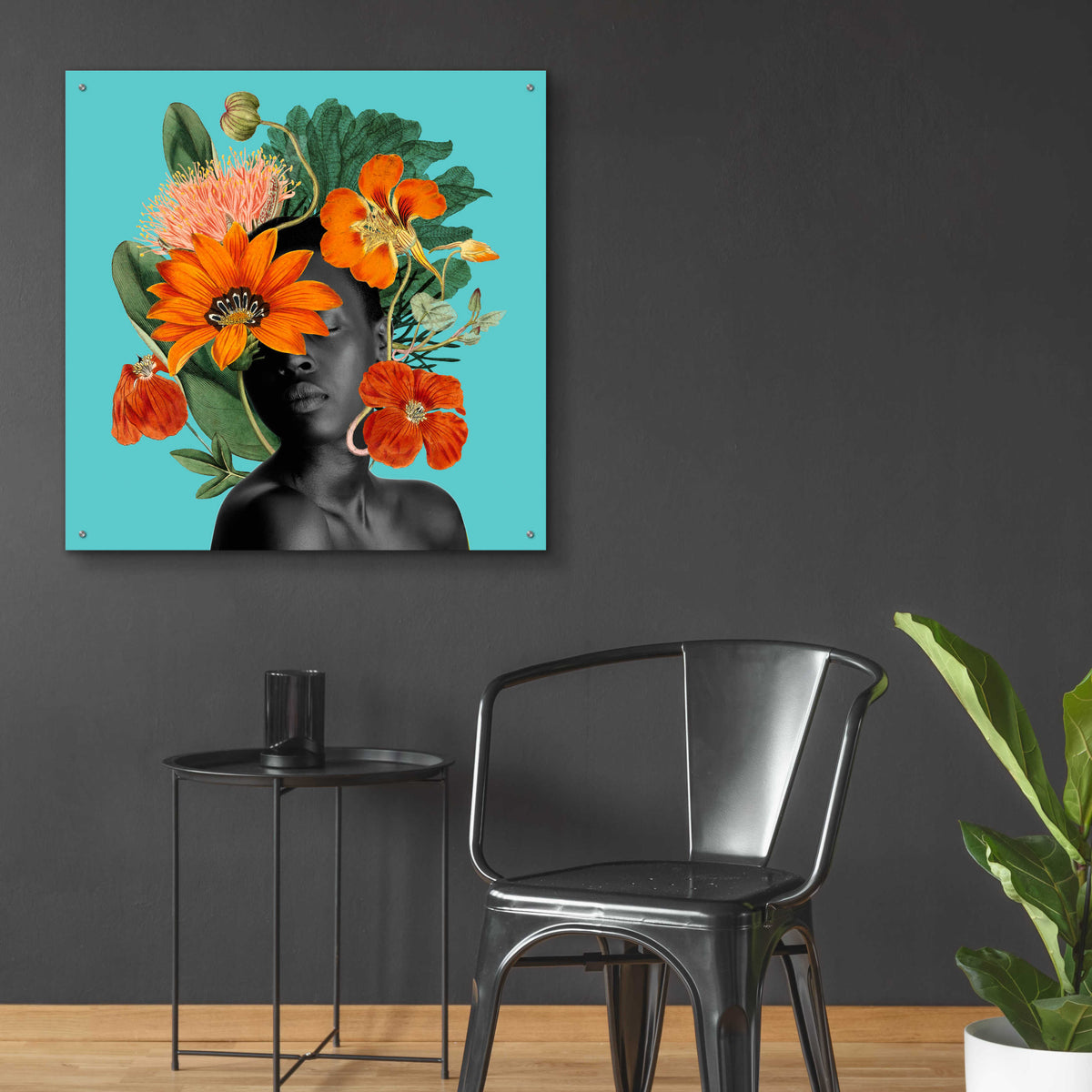 Epic Art 'Tangerine Tropics I' by Grace Popp, Acrylic Glass Wall Art,36x36