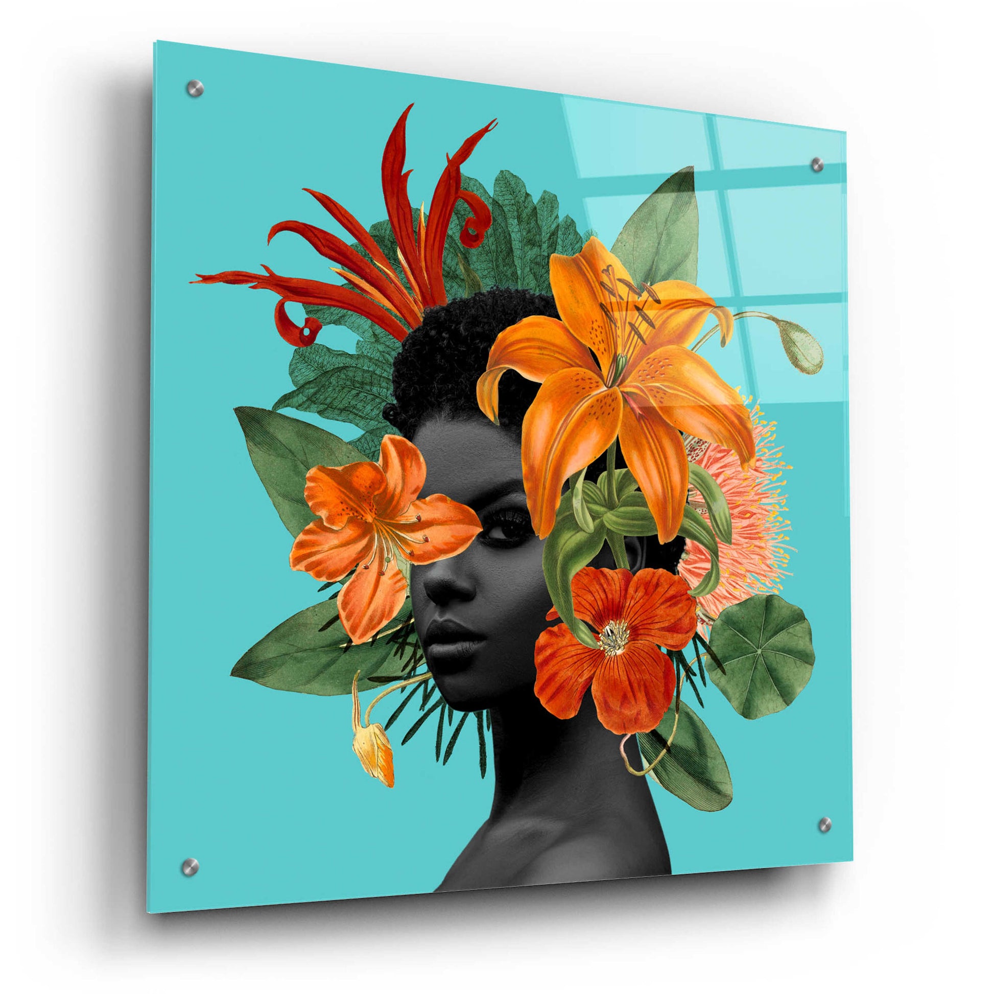 Epic Art 'Tangerine Tropics II' by Grace Popp, Acrylic Glass Wall Art,24x24