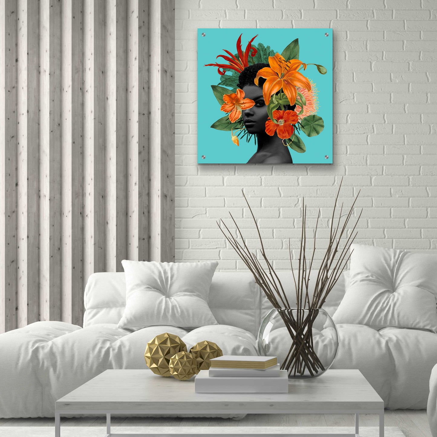 Epic Art 'Tangerine Tropics II' by Grace Popp, Acrylic Glass Wall Art,24x24