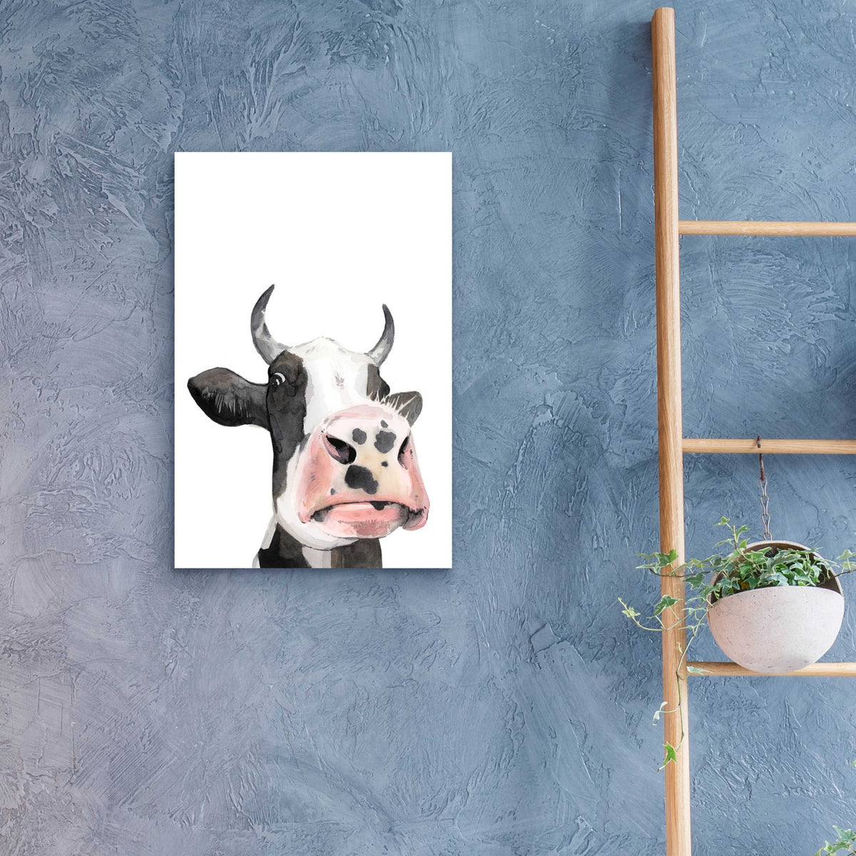Epic Art 'Watercolor Cow Portrait I' by Grace Popp, Acrylic Glass Wall Art,16x24