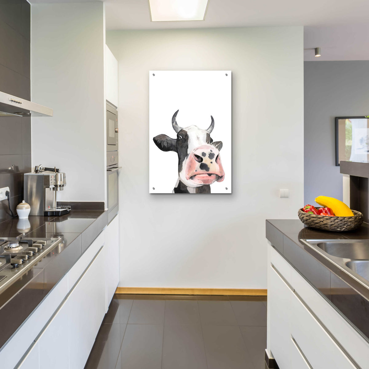 Epic Art 'Watercolor Cow Portrait I' by Grace Popp, Acrylic Glass Wall Art,24x36