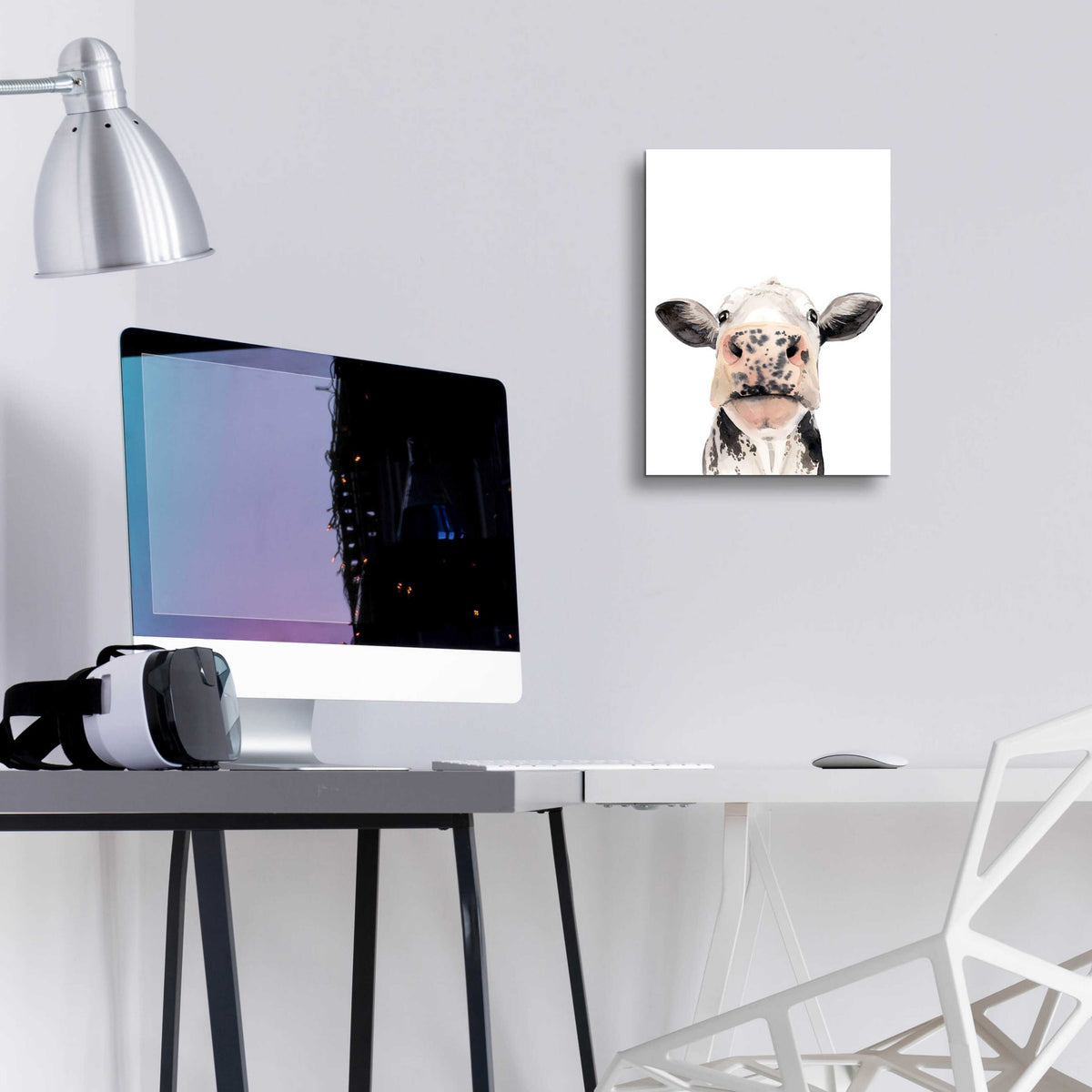 Epic Art 'Watercolor Cow Portrait II' by Grace Popp, Acrylic Glass Wall Art,12x16