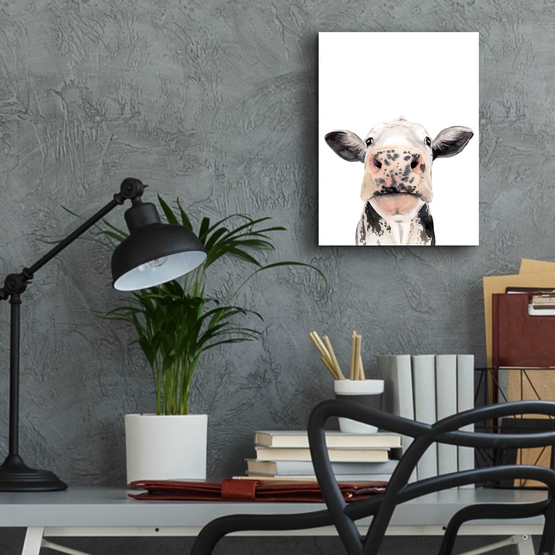 Epic Art 'Watercolor Cow Portrait II' by Grace Popp, Acrylic Glass Wall Art,12x16