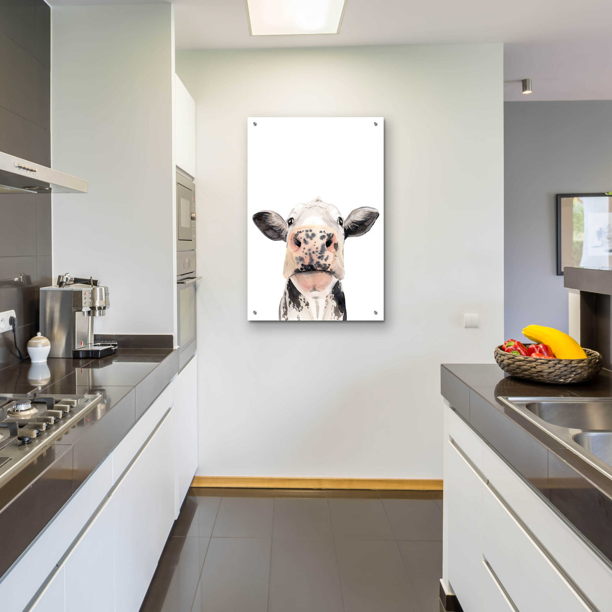 Epic Art 'Watercolor Cow Portrait II' by Grace Popp, Acrylic Glass Wall Art,24x36
