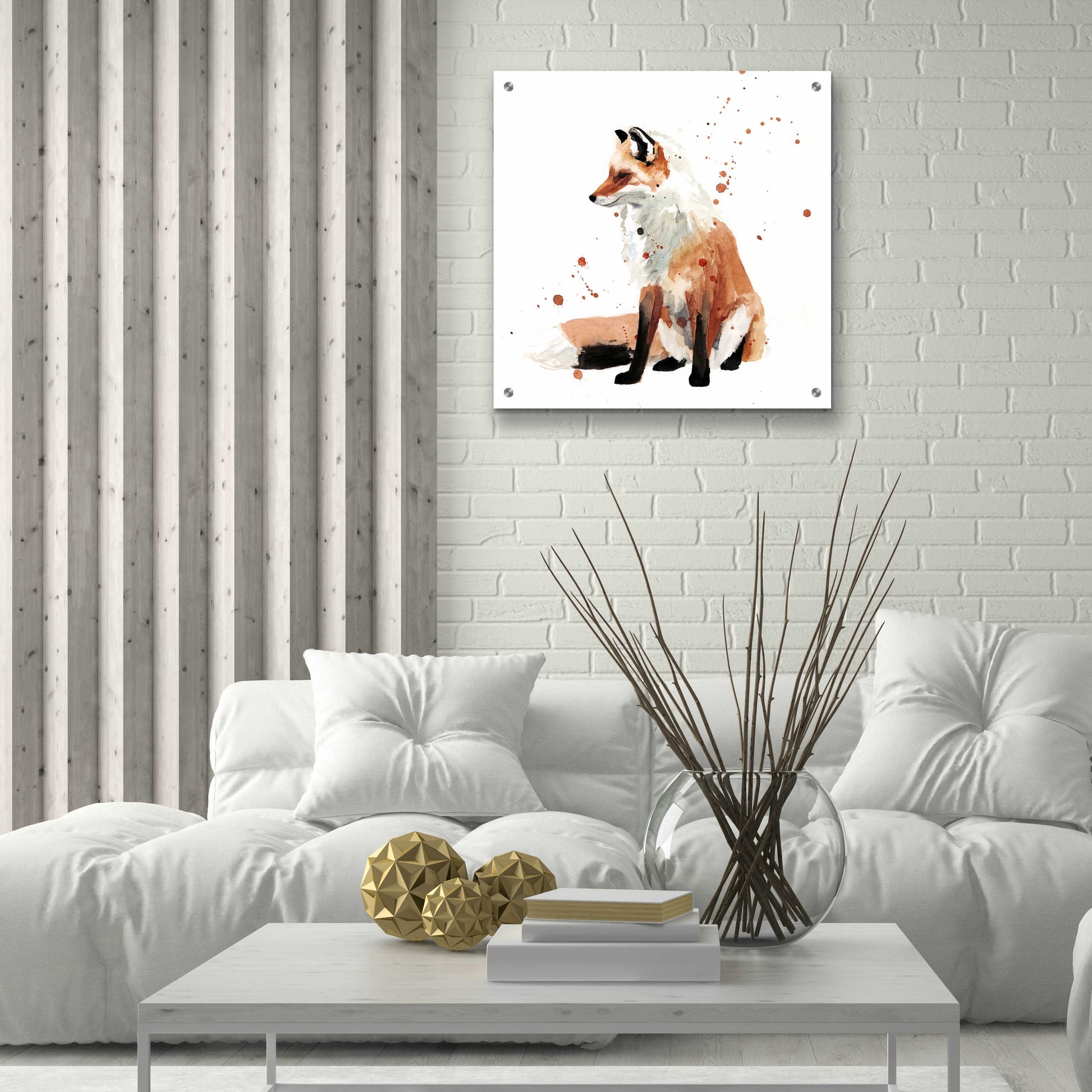 Epic Art 'Watercolor Fox I' by Victoria Barnes, Acrylic Glass Wall Art,24x24