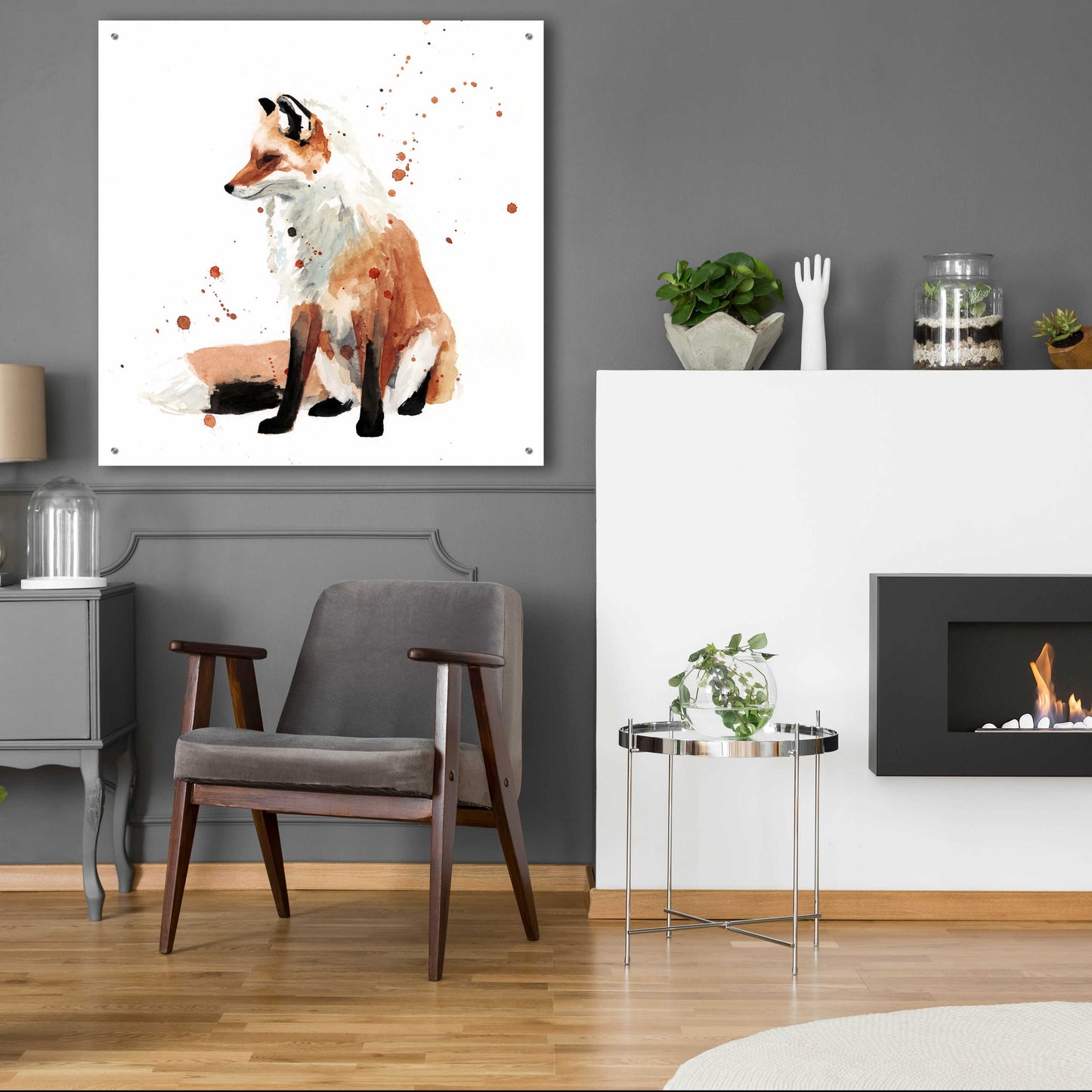 Epic Art 'Watercolor Fox I' by Victoria Barnes, Acrylic Glass Wall Art,36x36