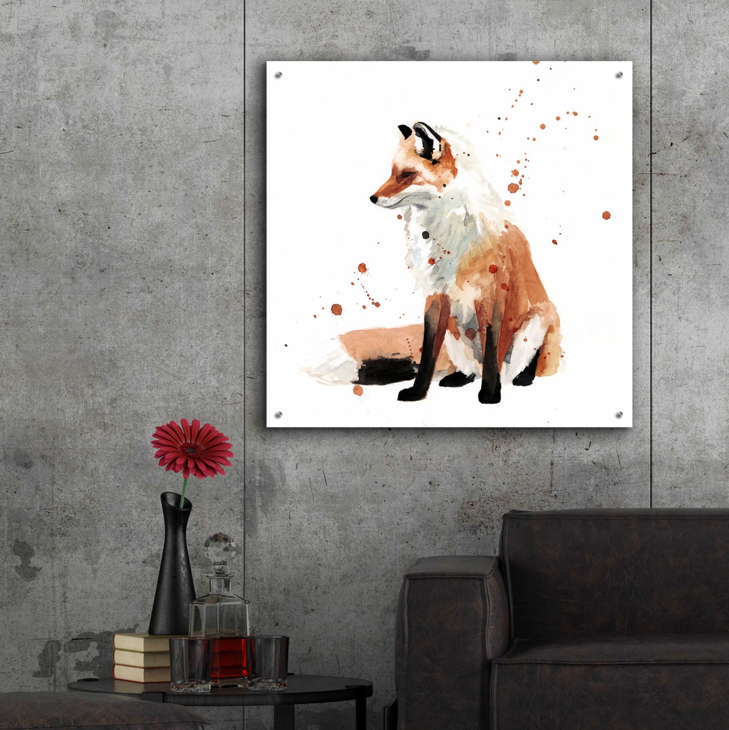 Epic Art 'Watercolor Fox I' by Victoria Barnes, Acrylic Glass Wall Art,36x36