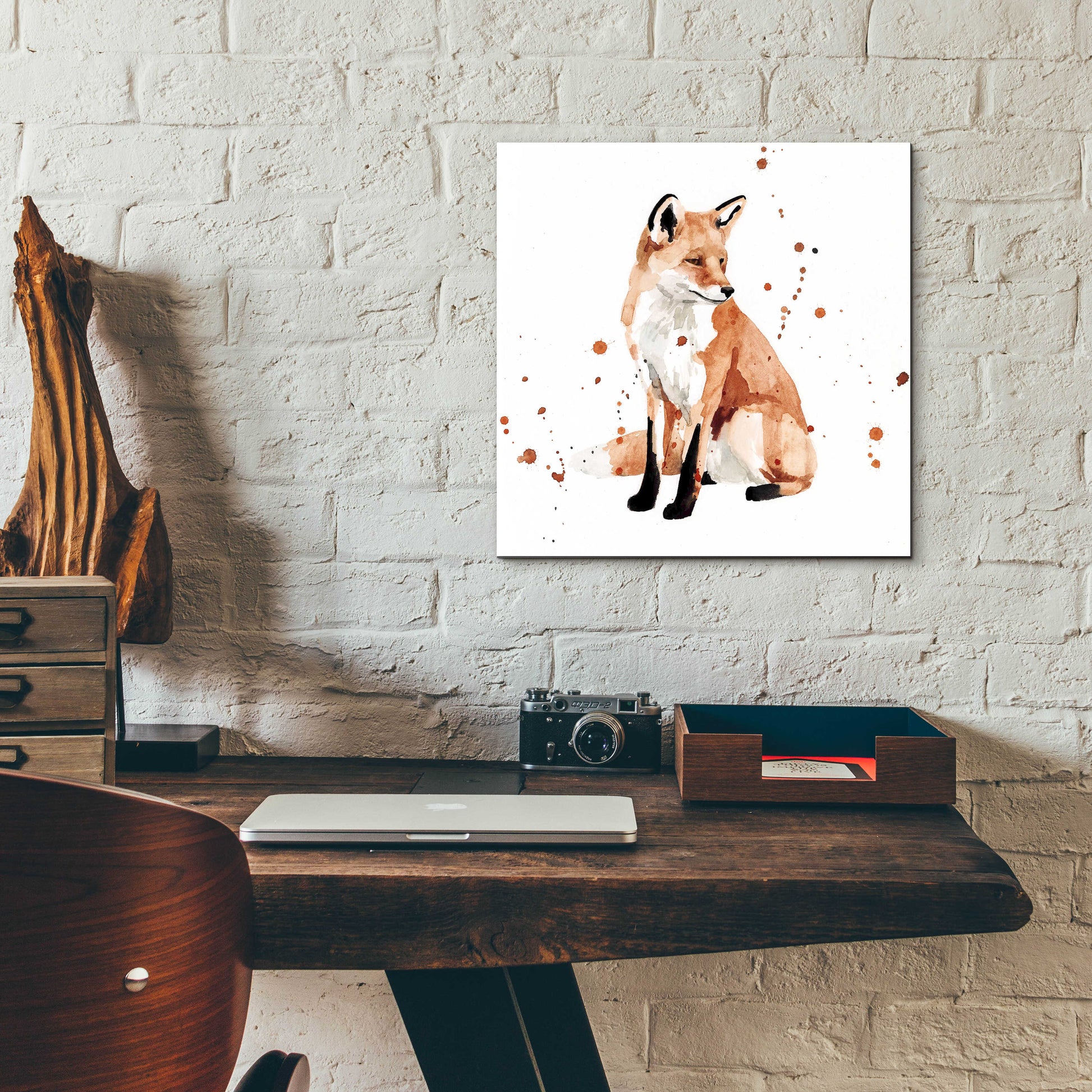 Epic Art 'Watercolor Fox II' by Victoria Barnes, Acrylic Glass Wall Art,12x12