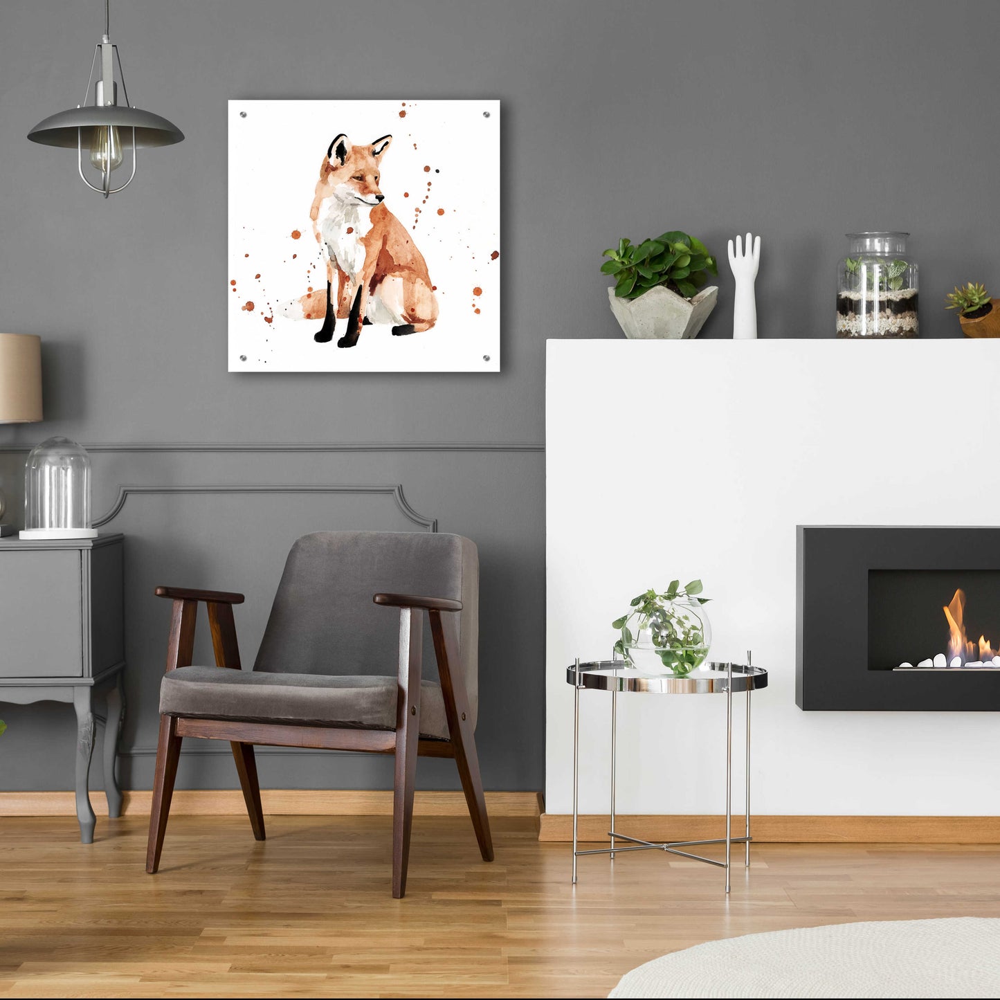 Epic Art 'Watercolor Fox II' by Victoria Barnes, Acrylic Glass Wall Art,24x24