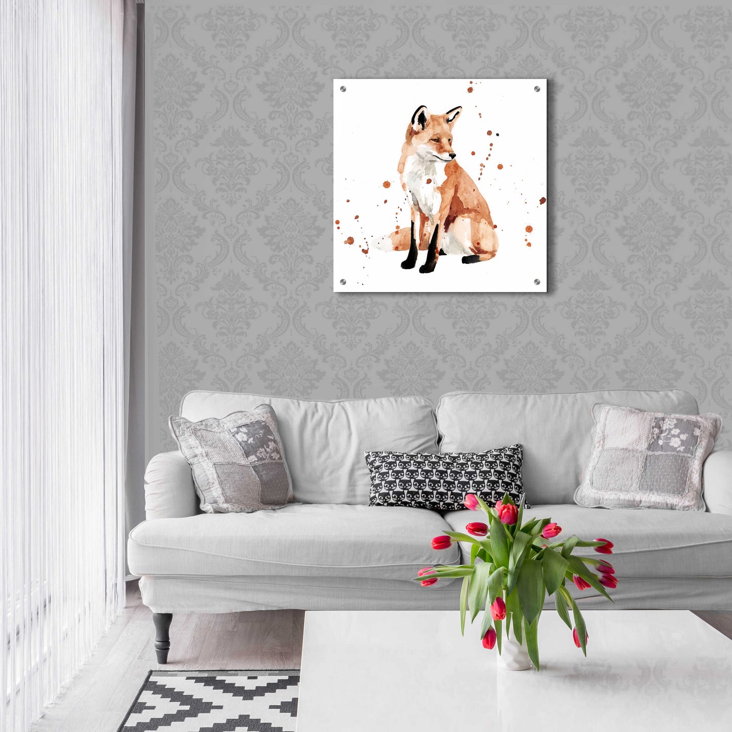 Epic Art 'Watercolor Fox II' by Victoria Barnes, Acrylic Glass Wall Art,24x24