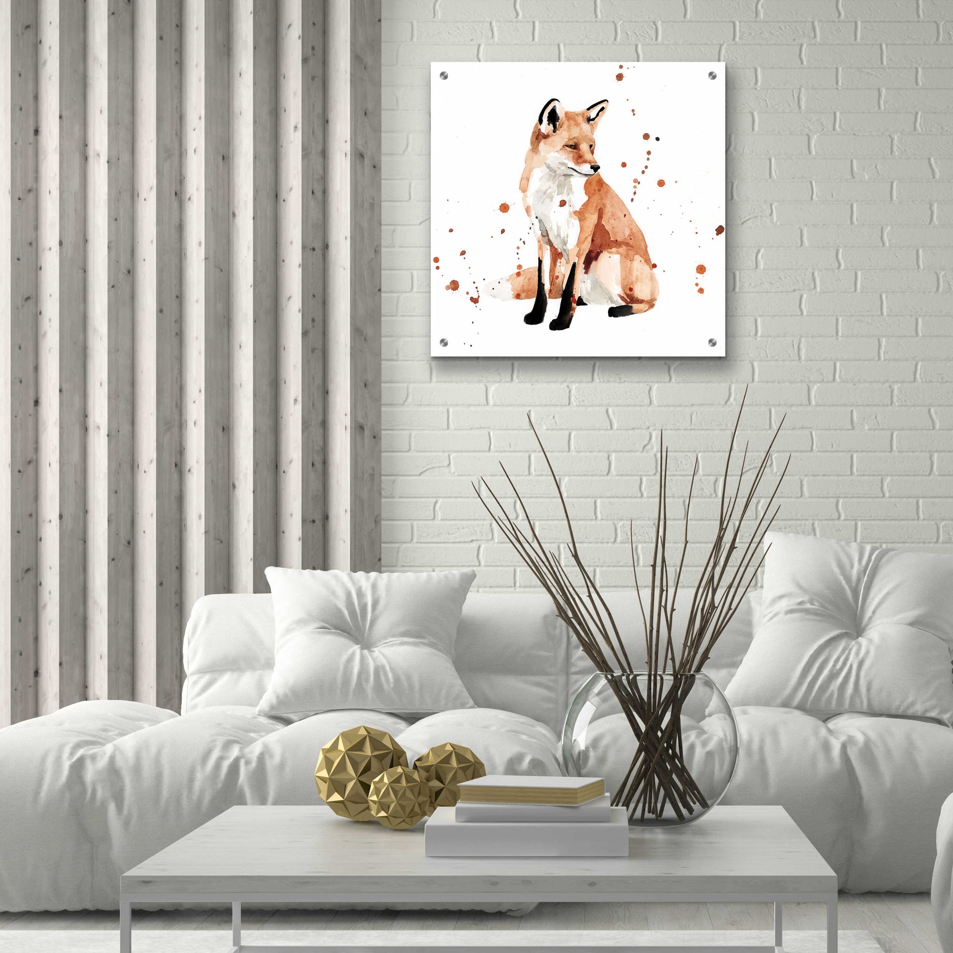 Epic Art 'Watercolor Fox II' by Victoria Barnes, Acrylic Glass Wall Art,24x24