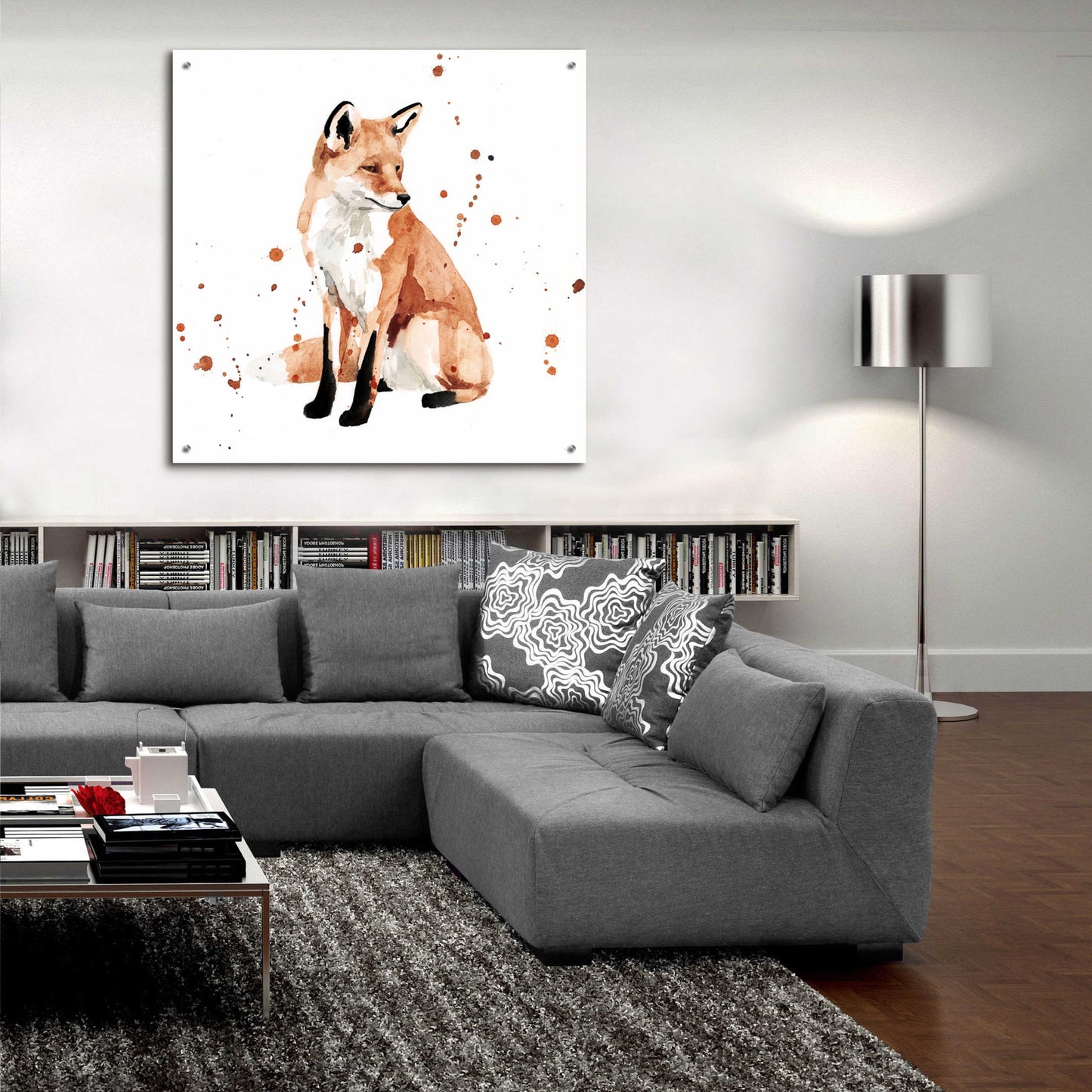 Epic Art 'Watercolor Fox II' by Victoria Barnes, Acrylic Glass Wall Art,36x36