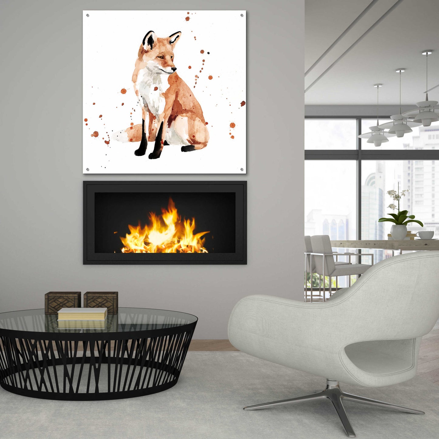 Epic Art 'Watercolor Fox II' by Victoria Barnes, Acrylic Glass Wall Art,36x36