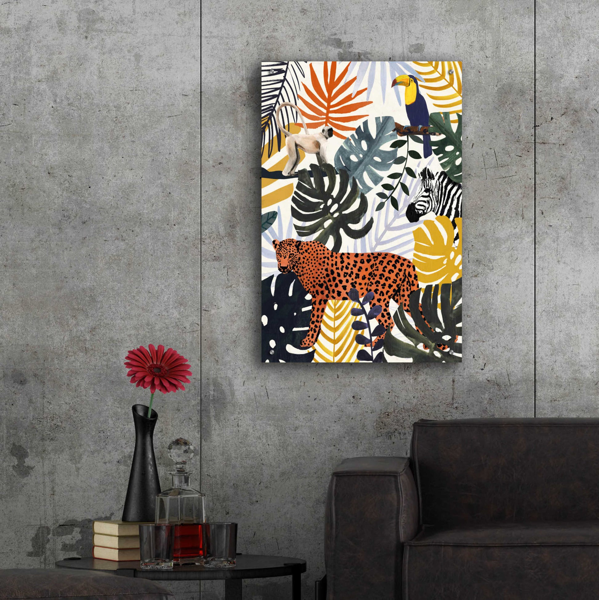 Epic Art 'Jungle Jumble II' by Victoria Barnes, Acrylic Glass Wall Art,24x36