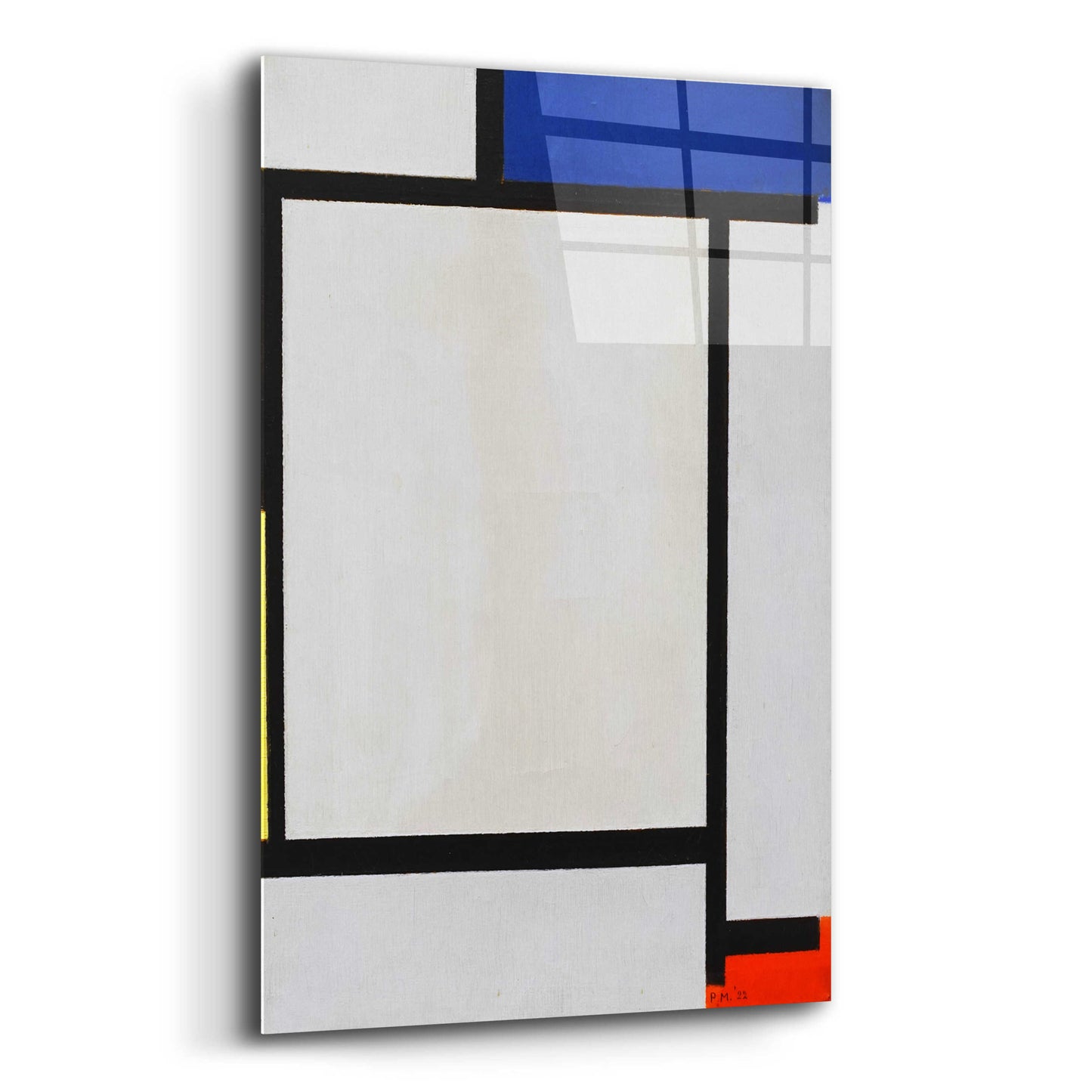 Epic Art 'Composition with Blue, Black, Yellow, and Red' by Piet Mondrian, Acrylic Glass Wall Art,12x16