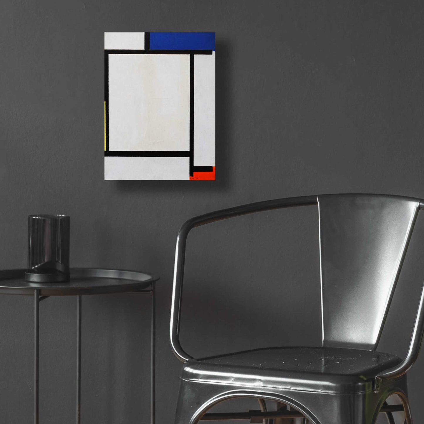 Epic Art 'Composition with Blue, Black, Yellow, and Red' by Piet Mondrian, Acrylic Glass Wall Art,12x16