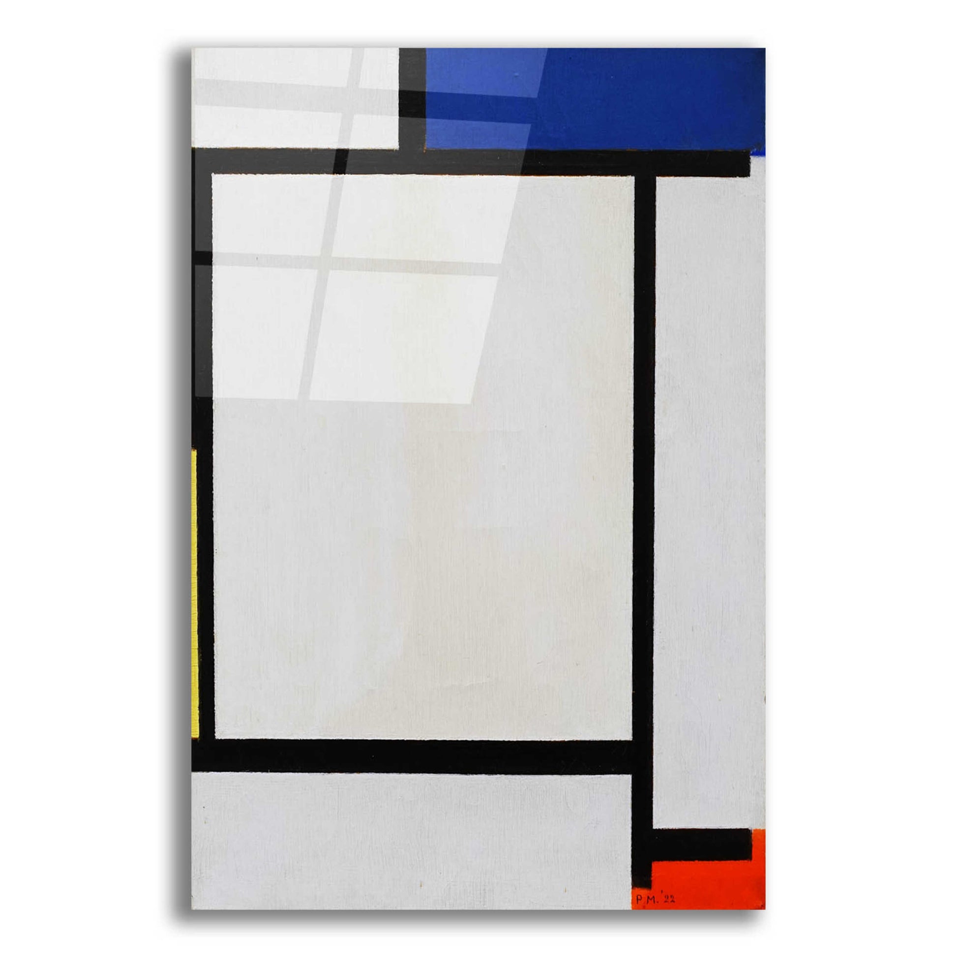 Epic Art 'Composition with Blue, Black, Yellow, and Red' by Piet Mondrian, Acrylic Glass Wall Art,12x16