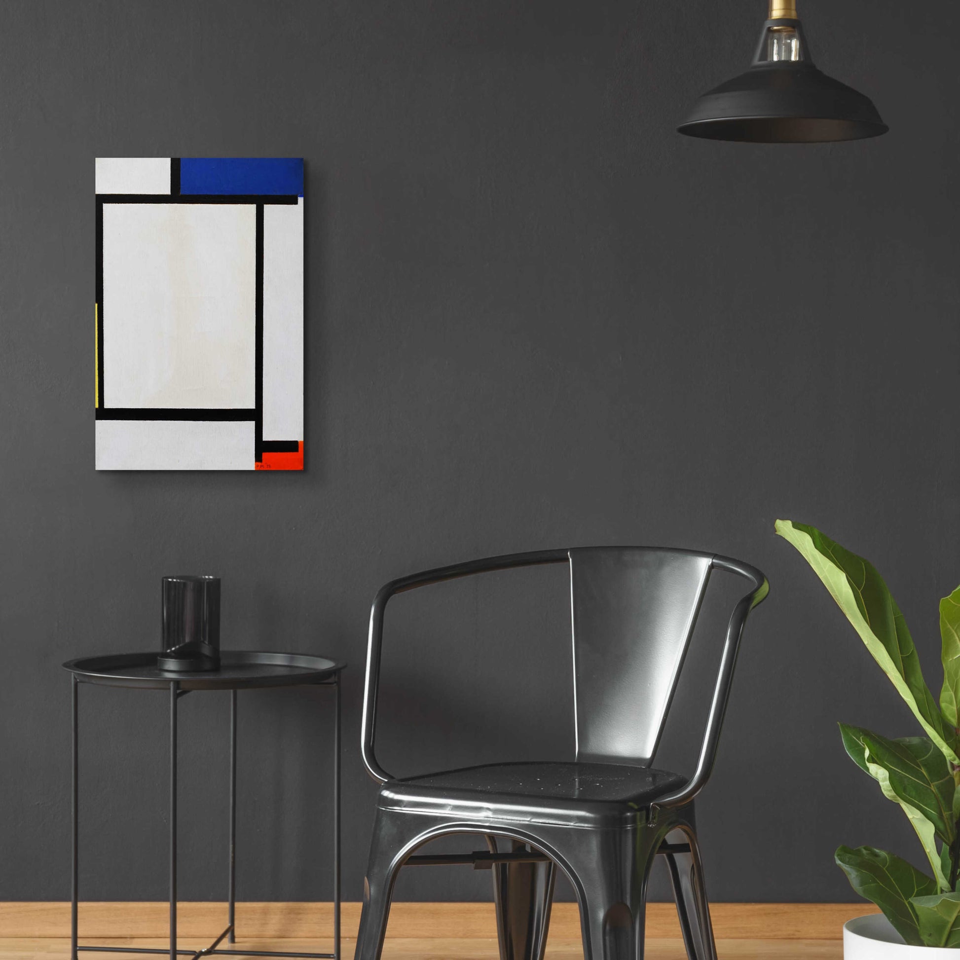 Epic Art 'Composition with Blue, Black, Yellow, and Red' by Piet Mondrian, Acrylic Glass Wall Art,16x24