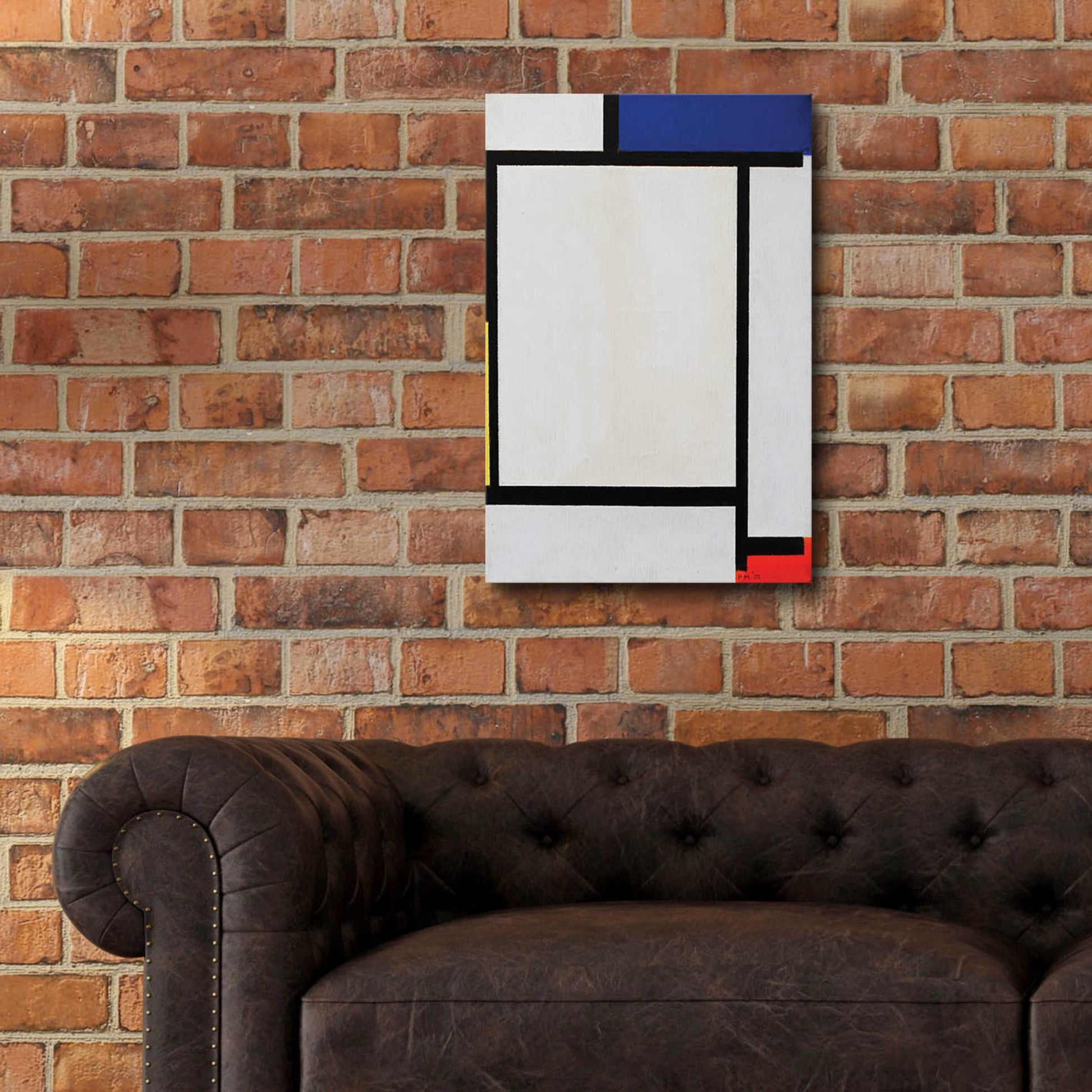 Epic Art 'Composition with Blue, Black, Yellow, and Red' by Piet Mondrian, Acrylic Glass Wall Art,16x24