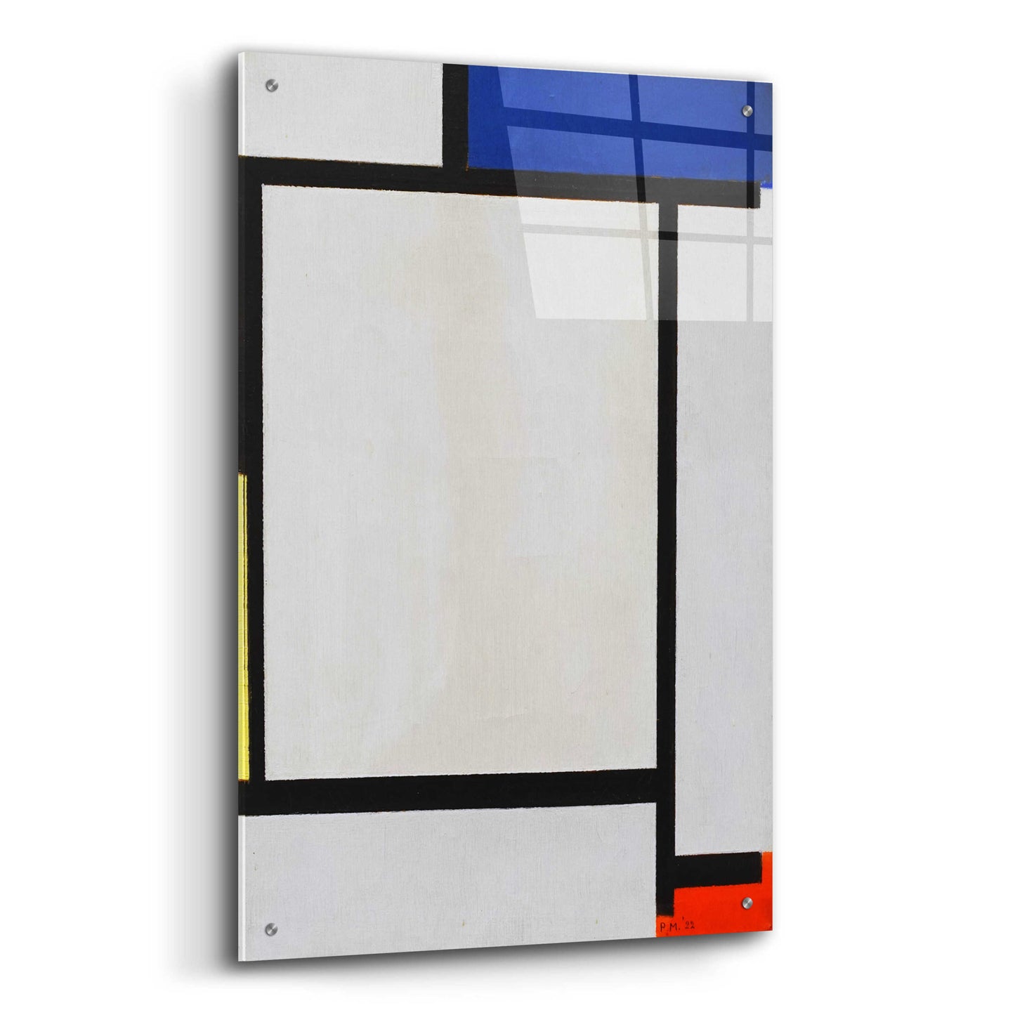 Epic Art 'Composition with Blue, Black, Yellow, and Red' by Piet Mondrian, Acrylic Glass Wall Art,24x36