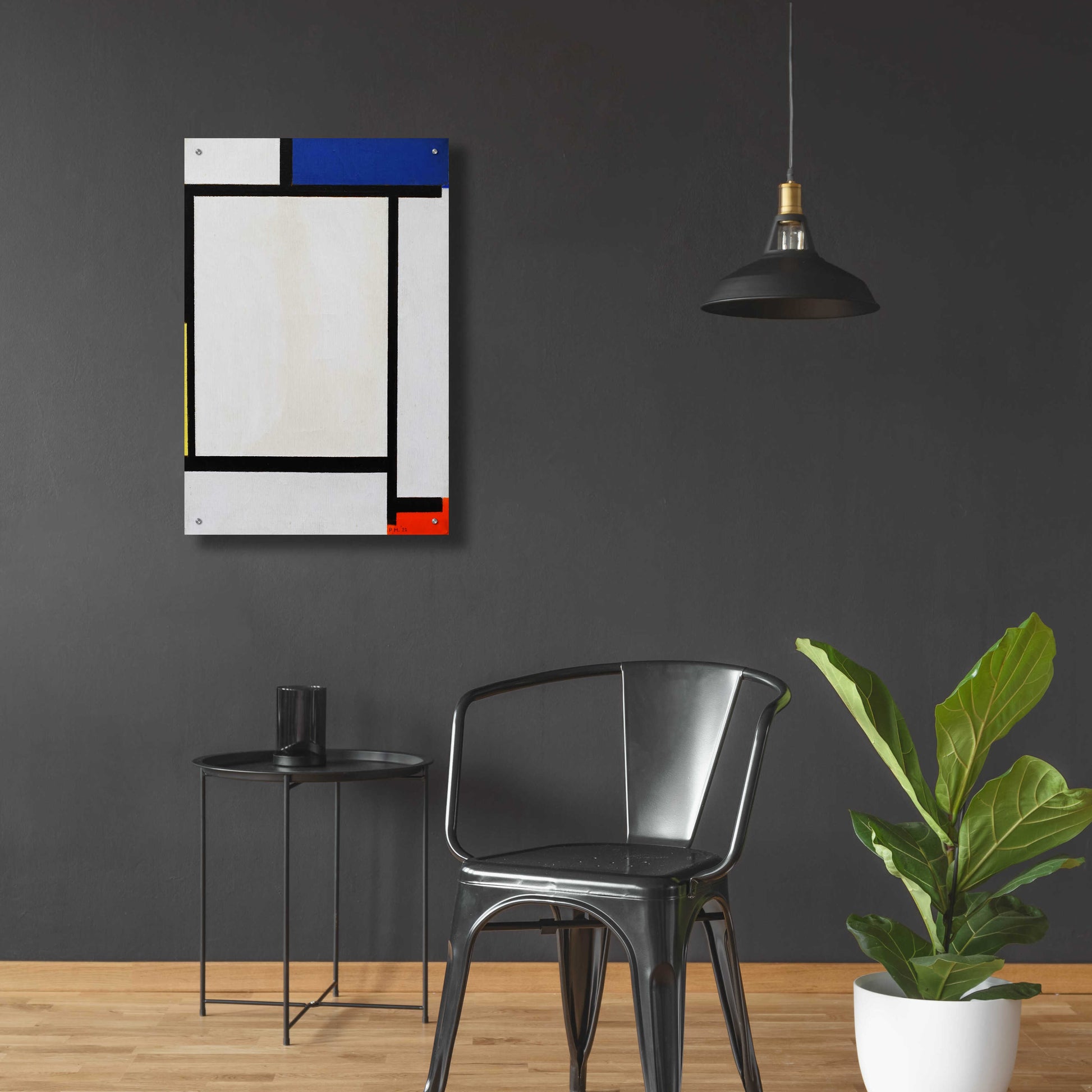 Epic Art 'Composition with Blue, Black, Yellow, and Red' by Piet Mondrian, Acrylic Glass Wall Art,24x36