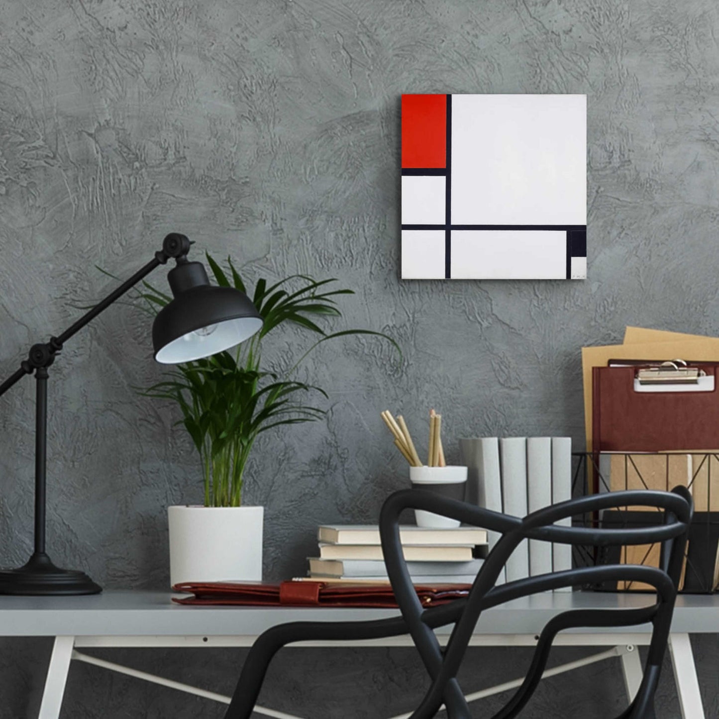 Epic Art 'Composition No.I, Avec Rouge Et Noir, 1929' by Piet Mondrian, Acrylic Glass Wall Art,12x12