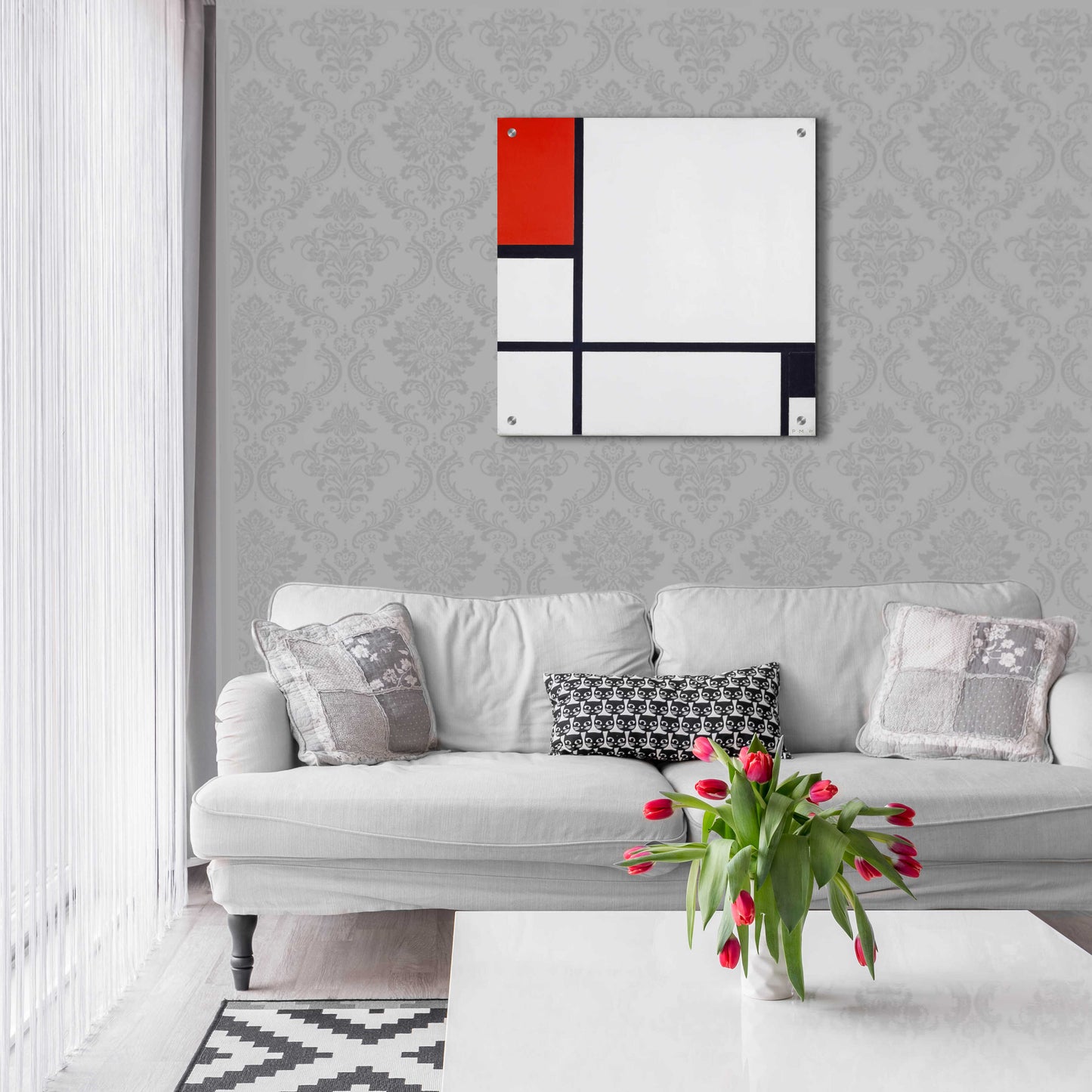 Epic Art 'Composition No.I, Avec Rouge Et Noir, 1929' by Piet Mondrian, Acrylic Glass Wall Art,24x24