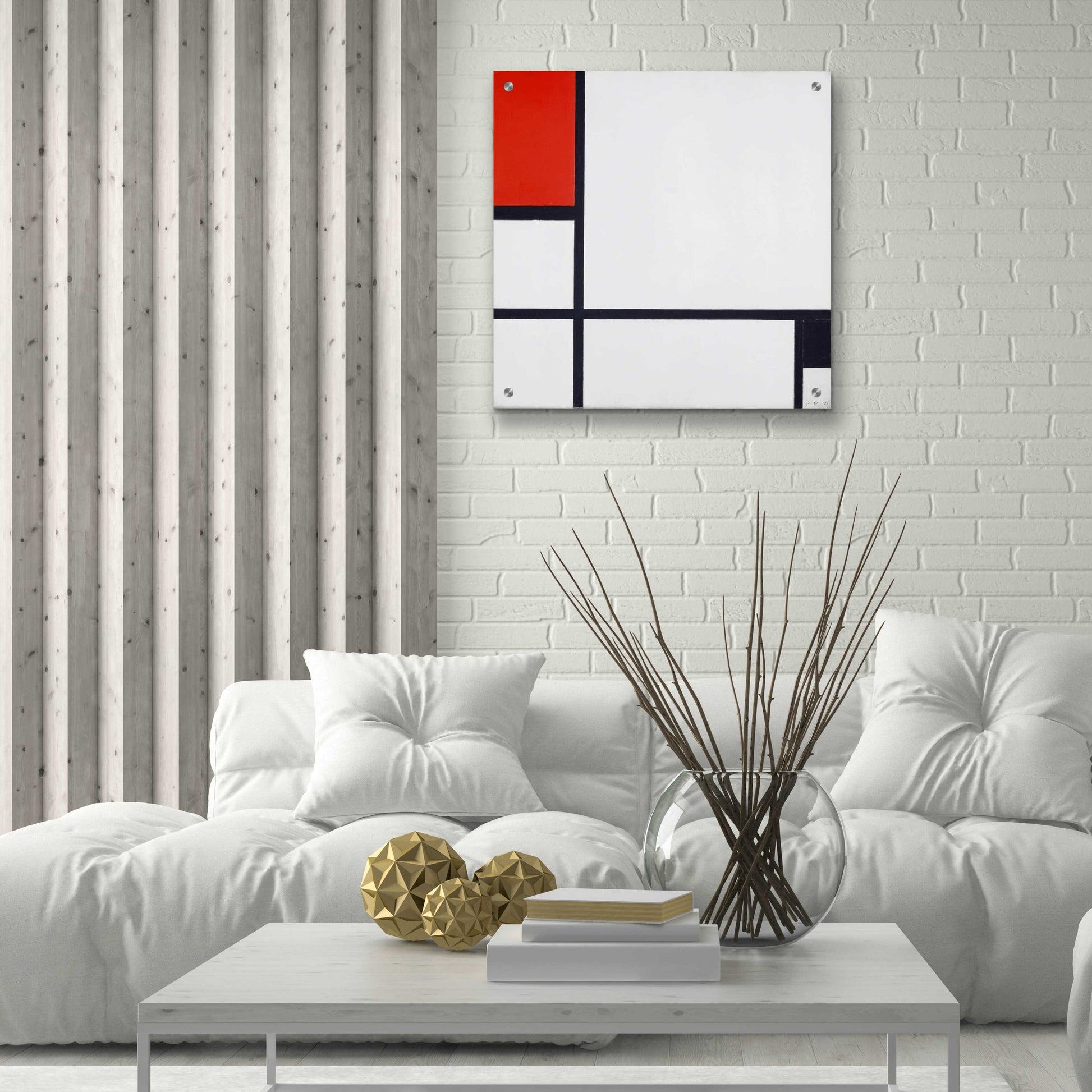 Epic Art 'Composition No.I, Avec Rouge Et Noir, 1929' by Piet Mondrian, Acrylic Glass Wall Art,24x24