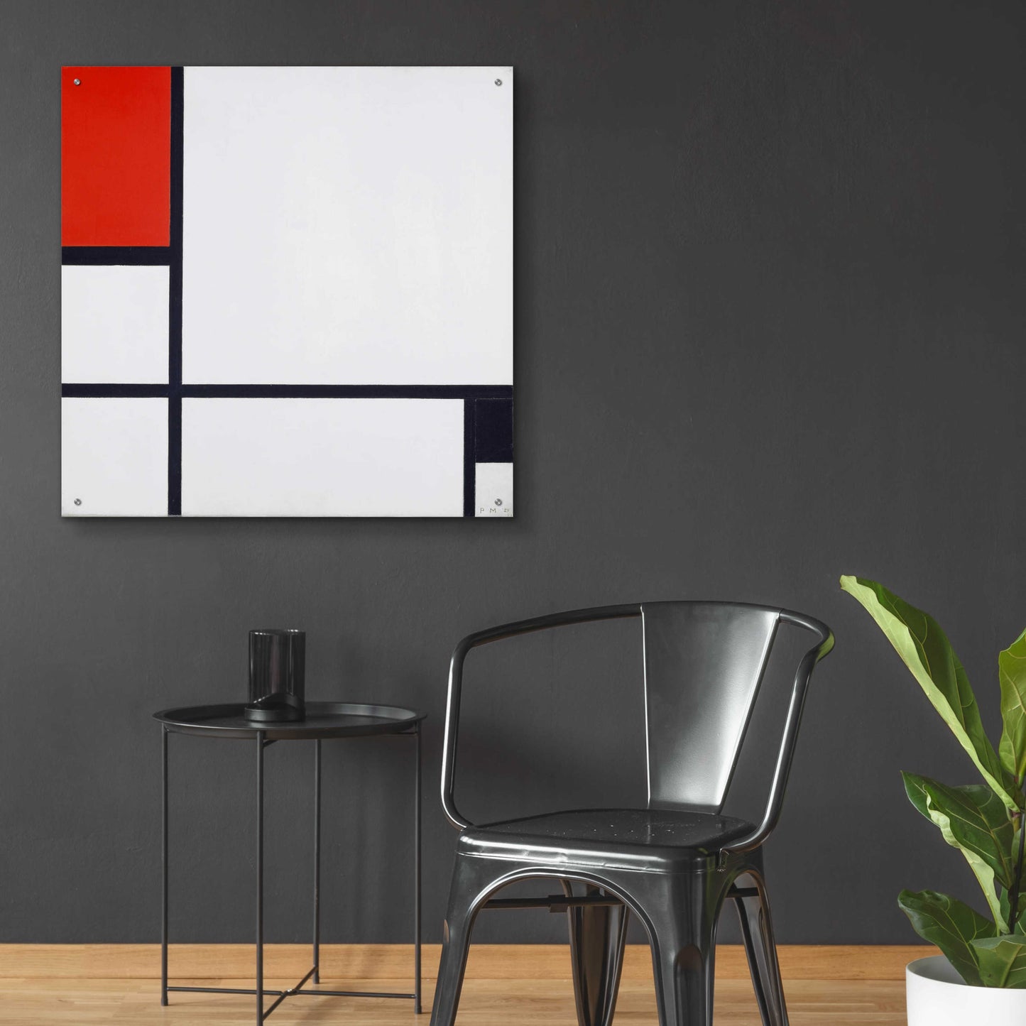 Epic Art 'Composition No.I, Avec Rouge Et Noir, 1929' by Piet Mondrian, Acrylic Glass Wall Art,36x36