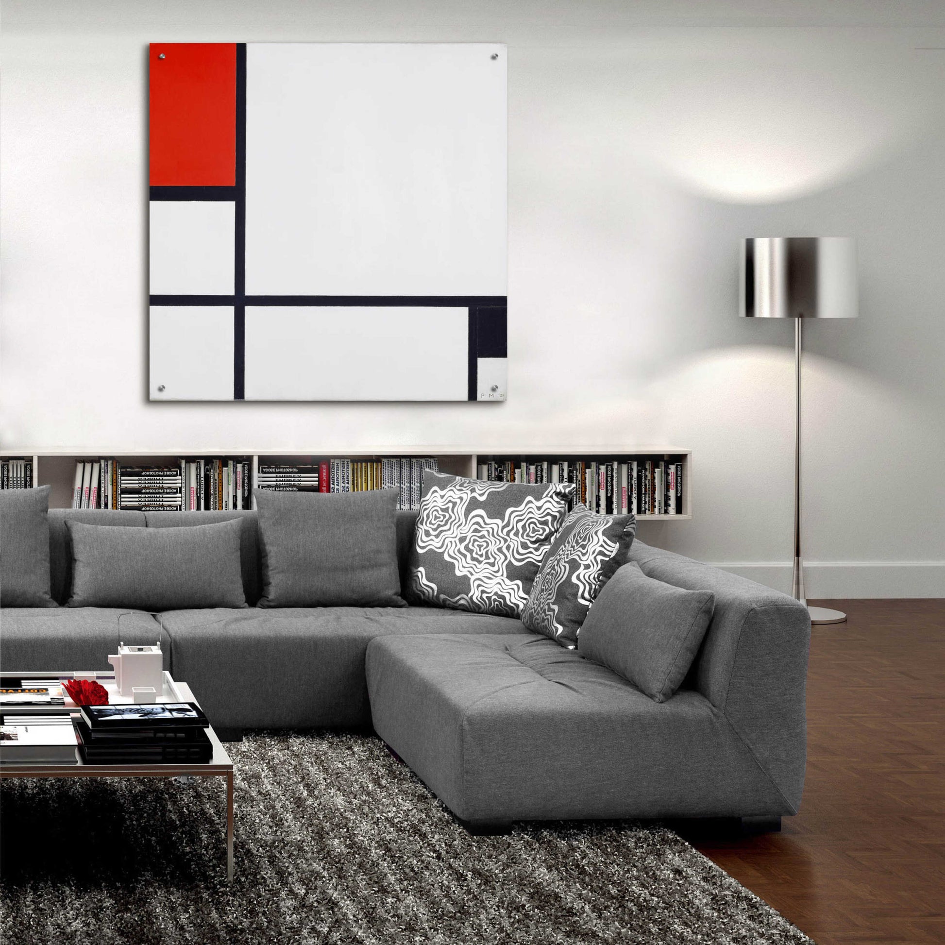 Epic Art 'Composition No.I, Avec Rouge Et Noir, 1929' by Piet Mondrian, Acrylic Glass Wall Art,36x36