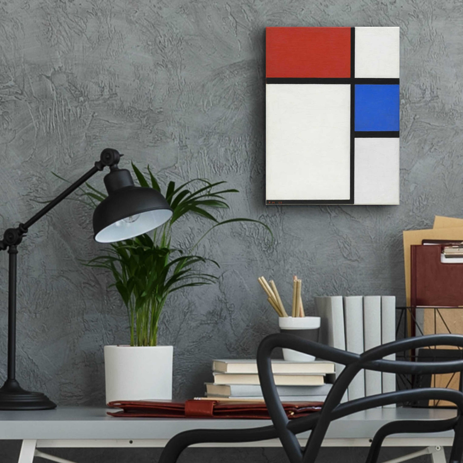 Epic Art 'Composition No.II, with Red and Blue, 1929' by Piet Mondrian, Acrylic Glass Wall Art,12x16