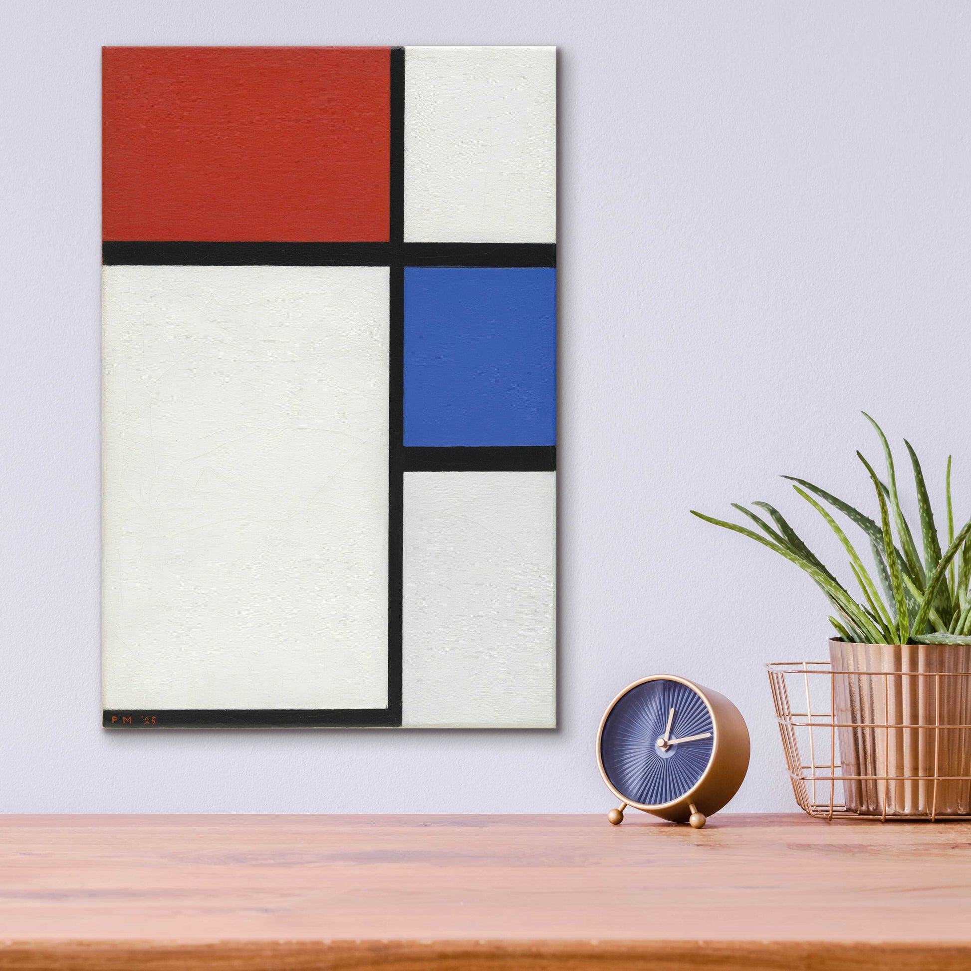 Epic Art 'Composition No.II, with Red and Blue, 1929' by Piet Mondrian, Acrylic Glass Wall Art,12x16