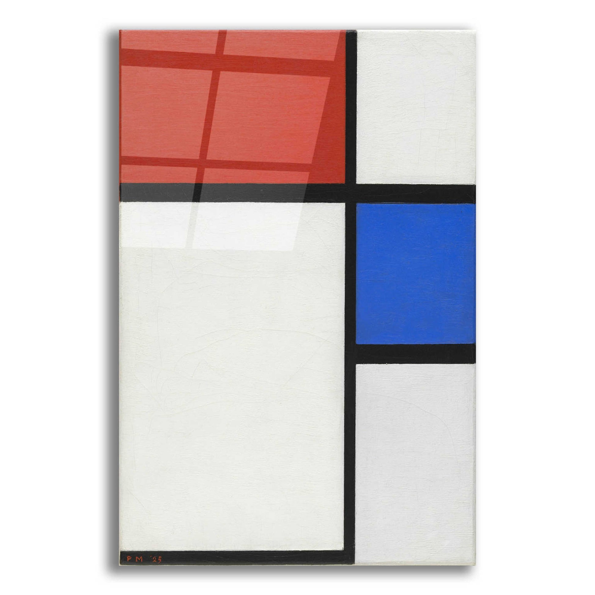 Epic Art 'Composition No.II, with Red and Blue, 1929' by Piet Mondrian, Acrylic Glass Wall Art,12x16