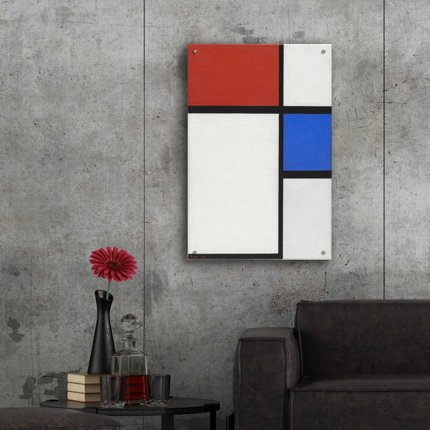 Epic Art 'Composition No.II, with Red and Blue, 1929' by Piet Mondrian, Acrylic Glass Wall Art,24x36