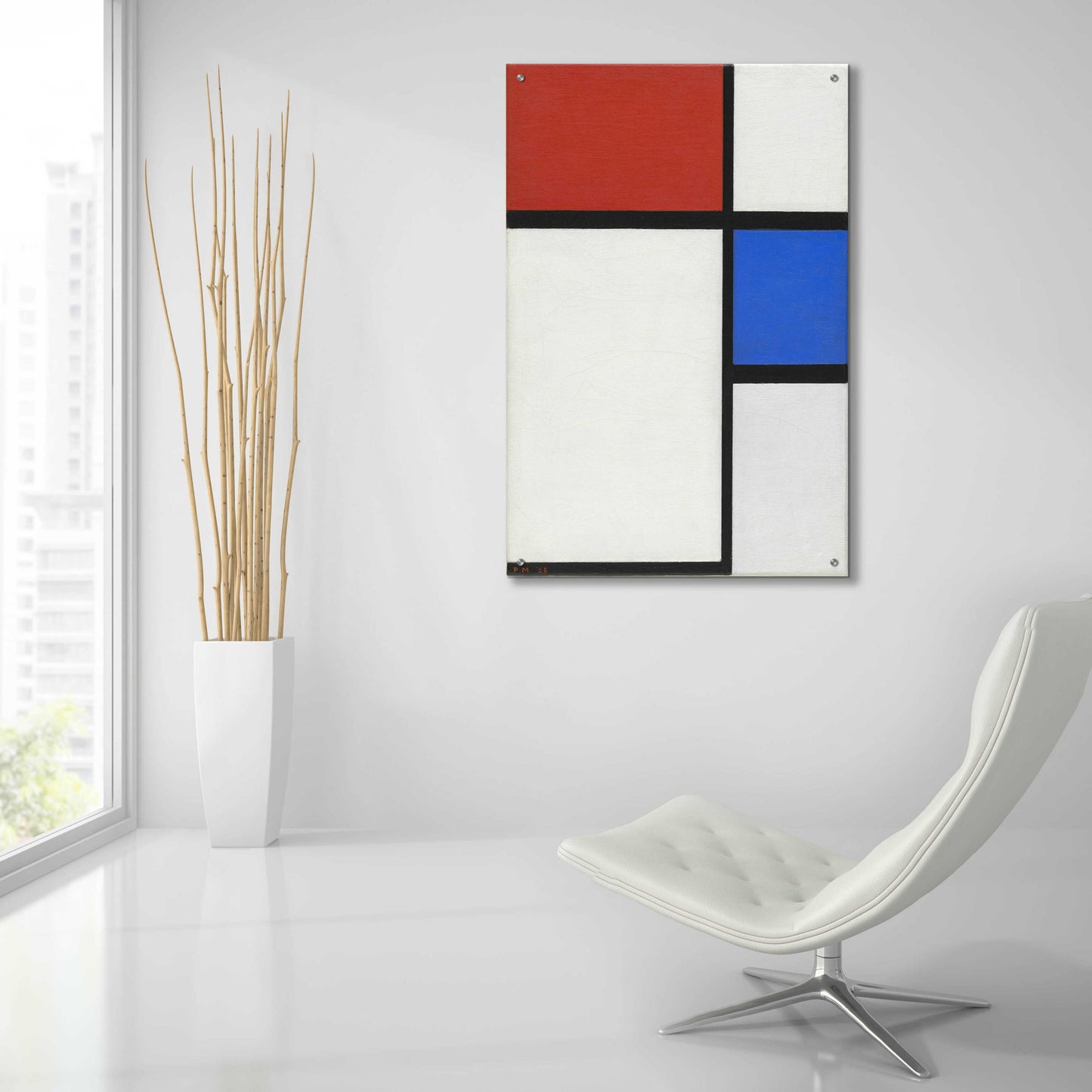 Epic Art 'Composition No.II, with Red and Blue, 1929' by Piet Mondrian, Acrylic Glass Wall Art,24x36