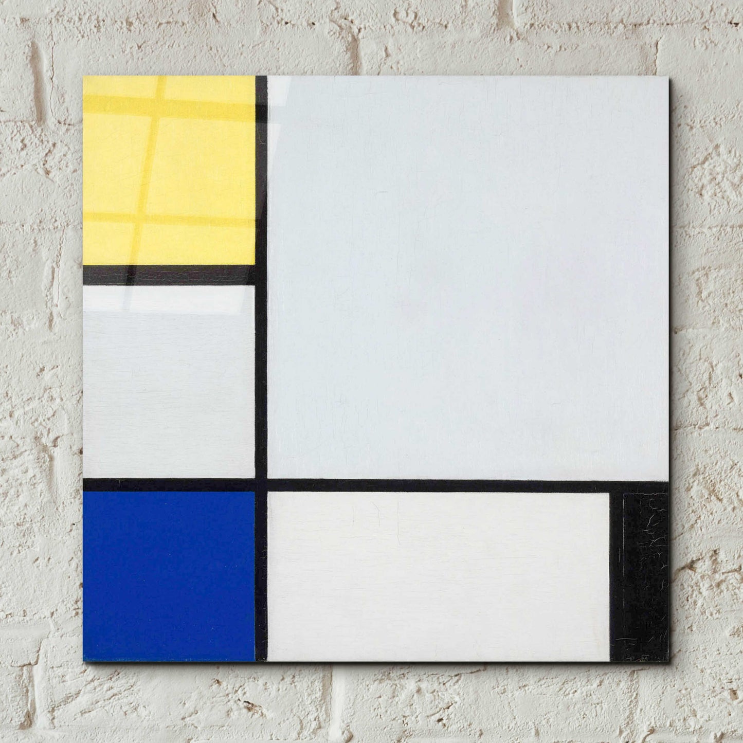 Epic Art 'Composition with Yellow, Blue, Black and Light Blue, 1929' by Piet Mondrian, Acrylic Glass Wall Art,12x12