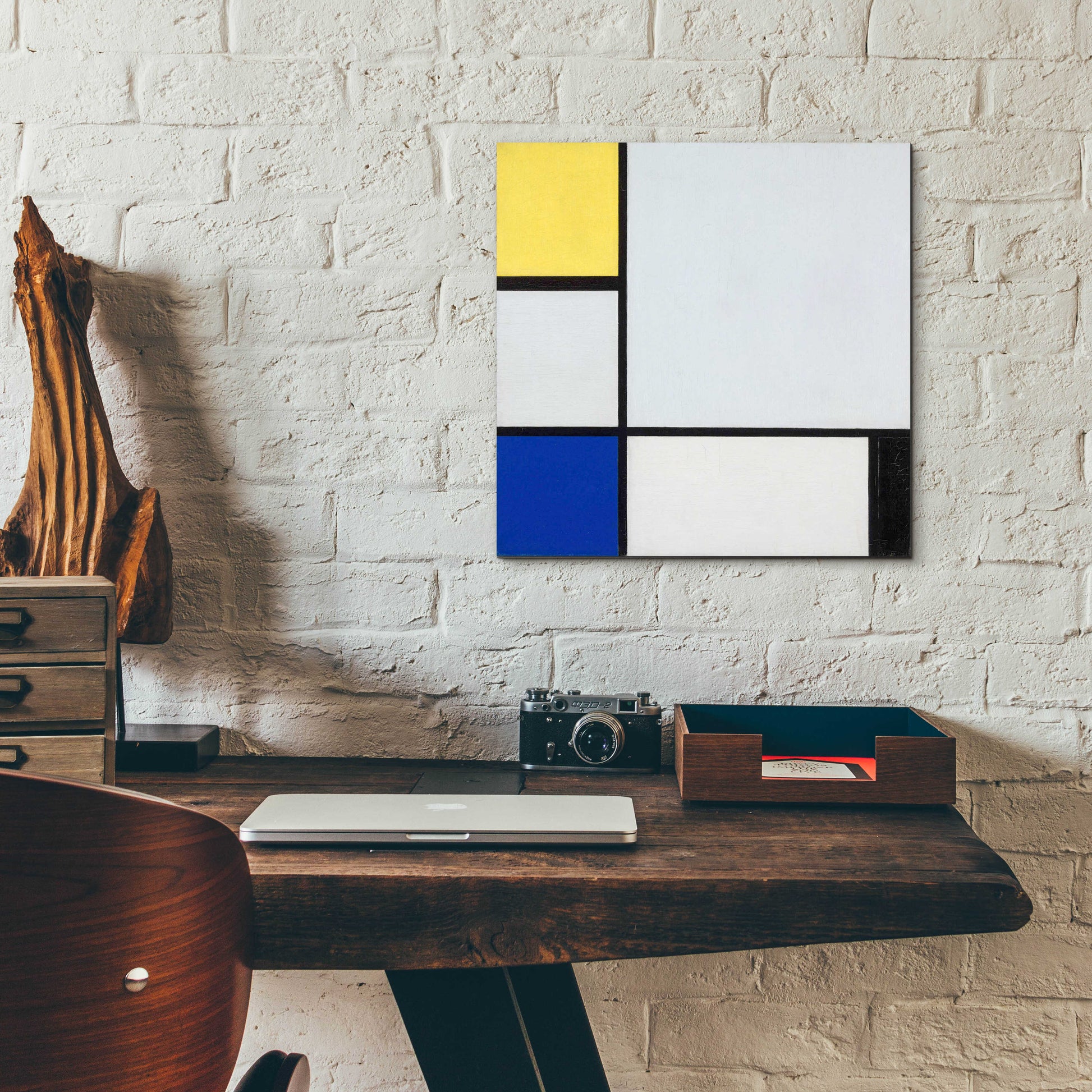 Epic Art 'Composition with Yellow, Blue, Black and Light Blue, 1929' by Piet Mondrian, Acrylic Glass Wall Art,12x12