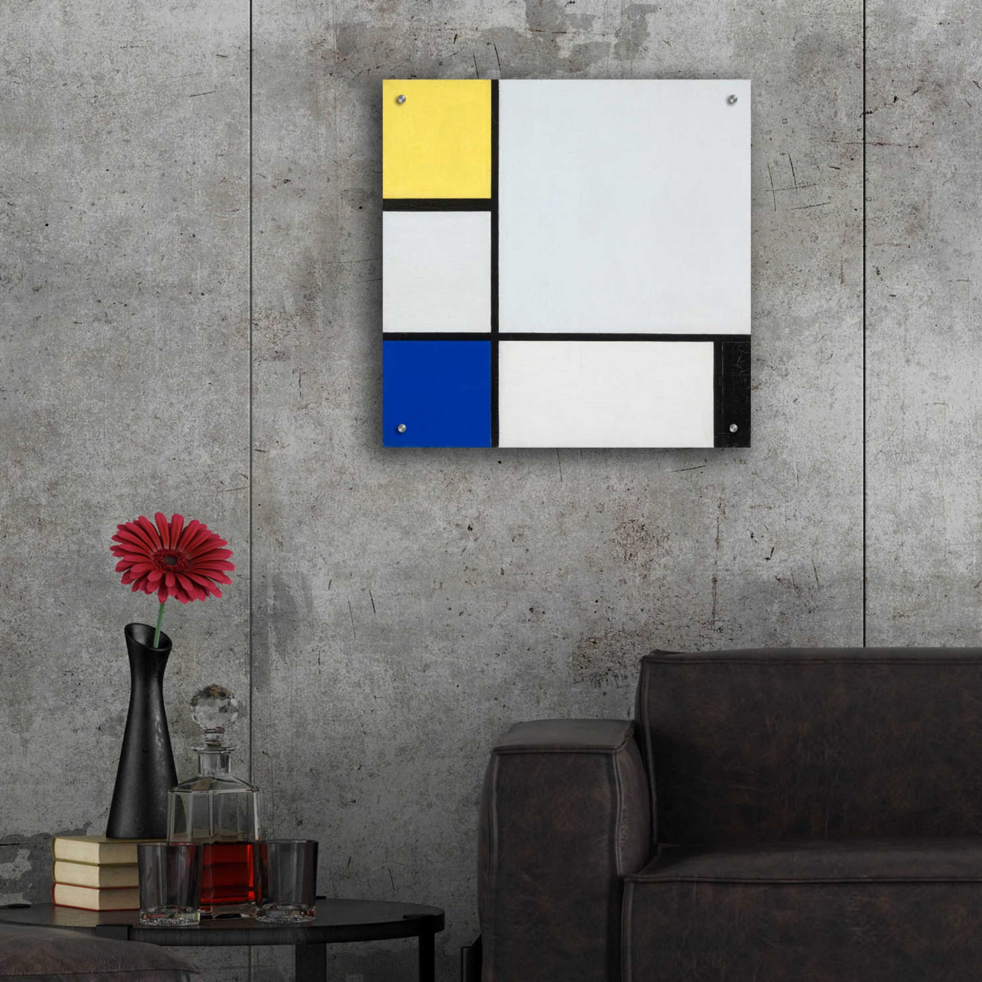 Epic Art 'Composition with Yellow, Blue, Black and Light Blue, 1929' by Piet Mondrian, Acrylic Glass Wall Art,24x24