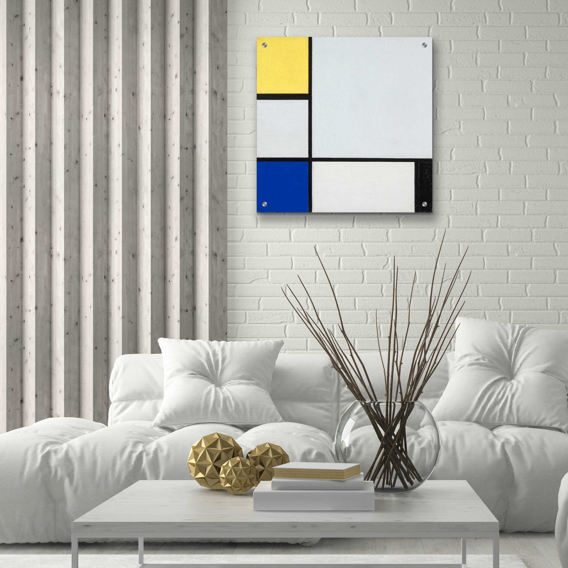 Epic Art 'Composition with Yellow, Blue, Black and Light Blue, 1929' by Piet Mondrian, Acrylic Glass Wall Art,24x24