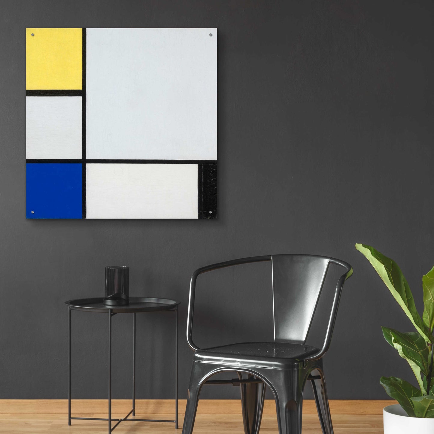 Epic Art 'Composition with Yellow, Blue, Black and Light Blue, 1929' by Piet Mondrian, Acrylic Glass Wall Art,36x36