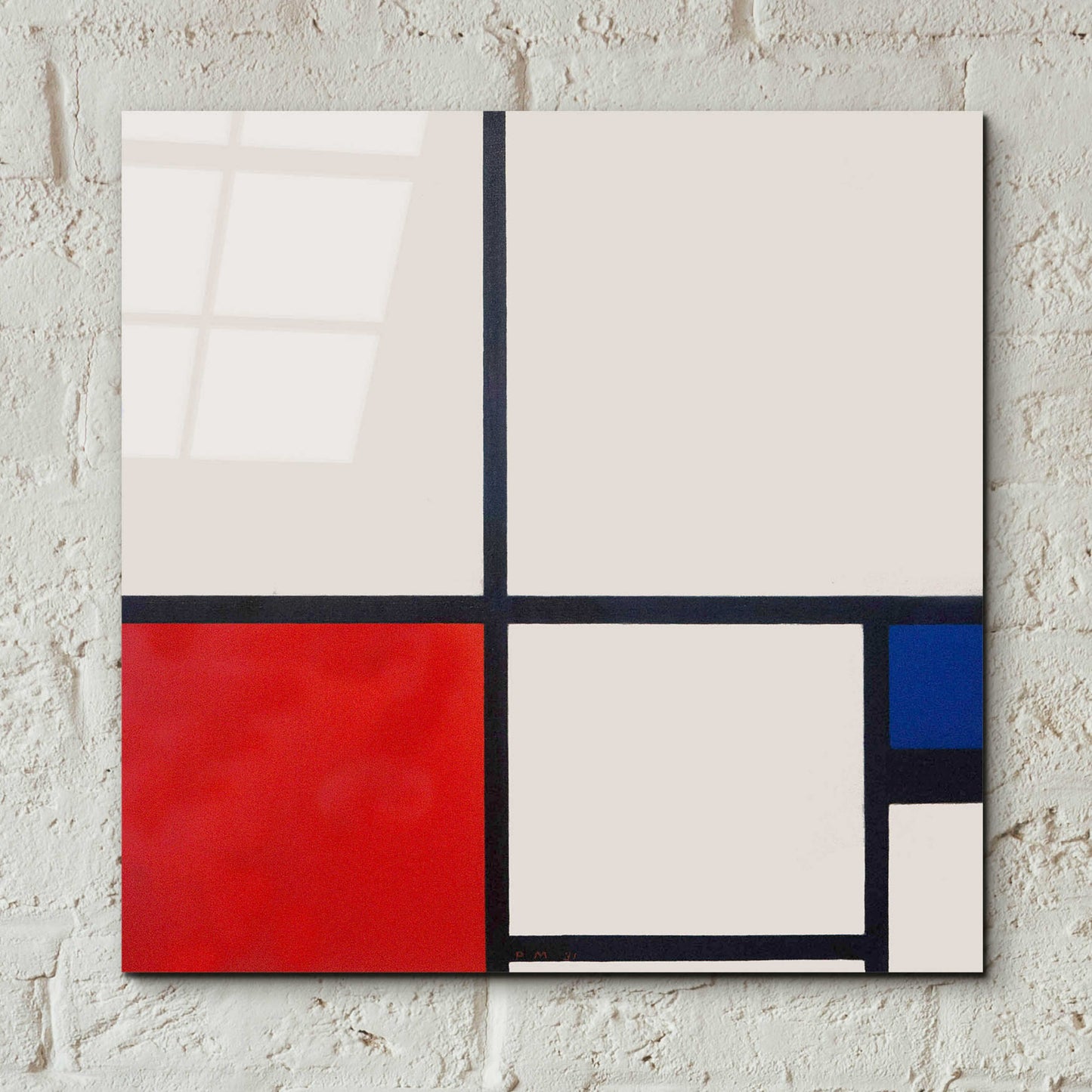 Epic Art 'Composition in White, Red and Blue' by Piet Mondrian, Acrylic Glass Wall Art,12x12