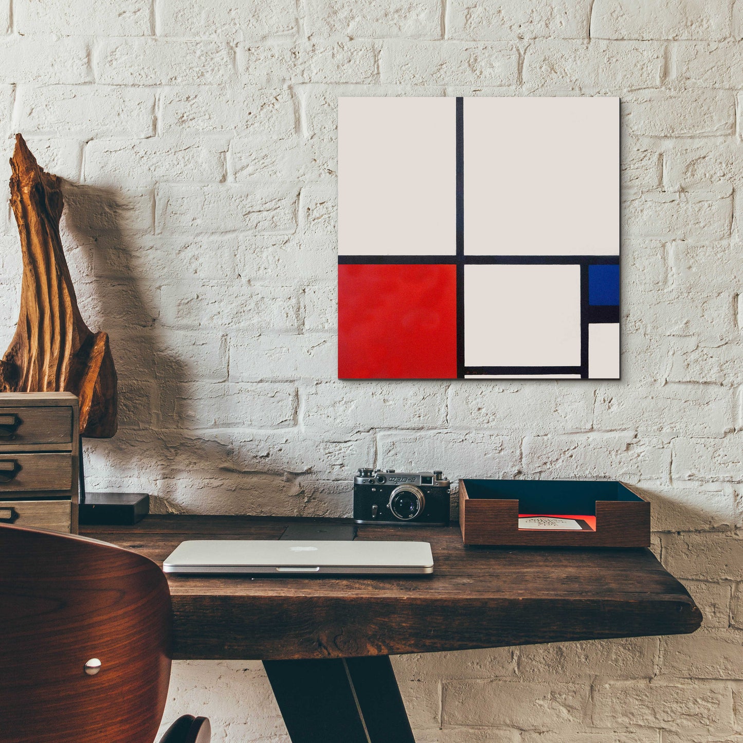 Epic Art 'Composition in White, Red and Blue' by Piet Mondrian, Acrylic Glass Wall Art,12x12