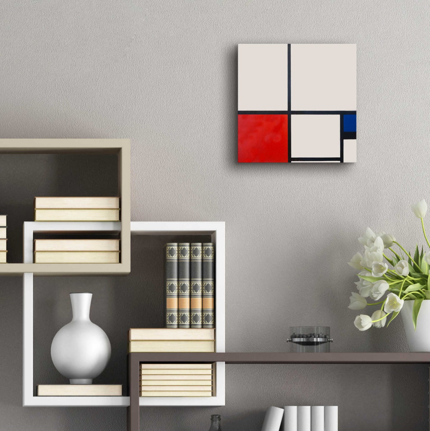 Epic Art 'Composition in White, Red and Blue' by Piet Mondrian, Acrylic Glass Wall Art,12x12