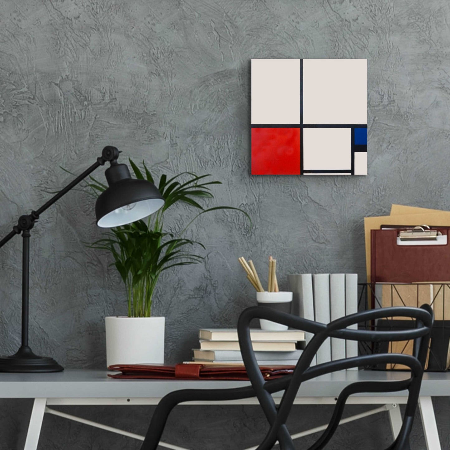 Epic Art 'Composition in White, Red and Blue' by Piet Mondrian, Acrylic Glass Wall Art,12x12