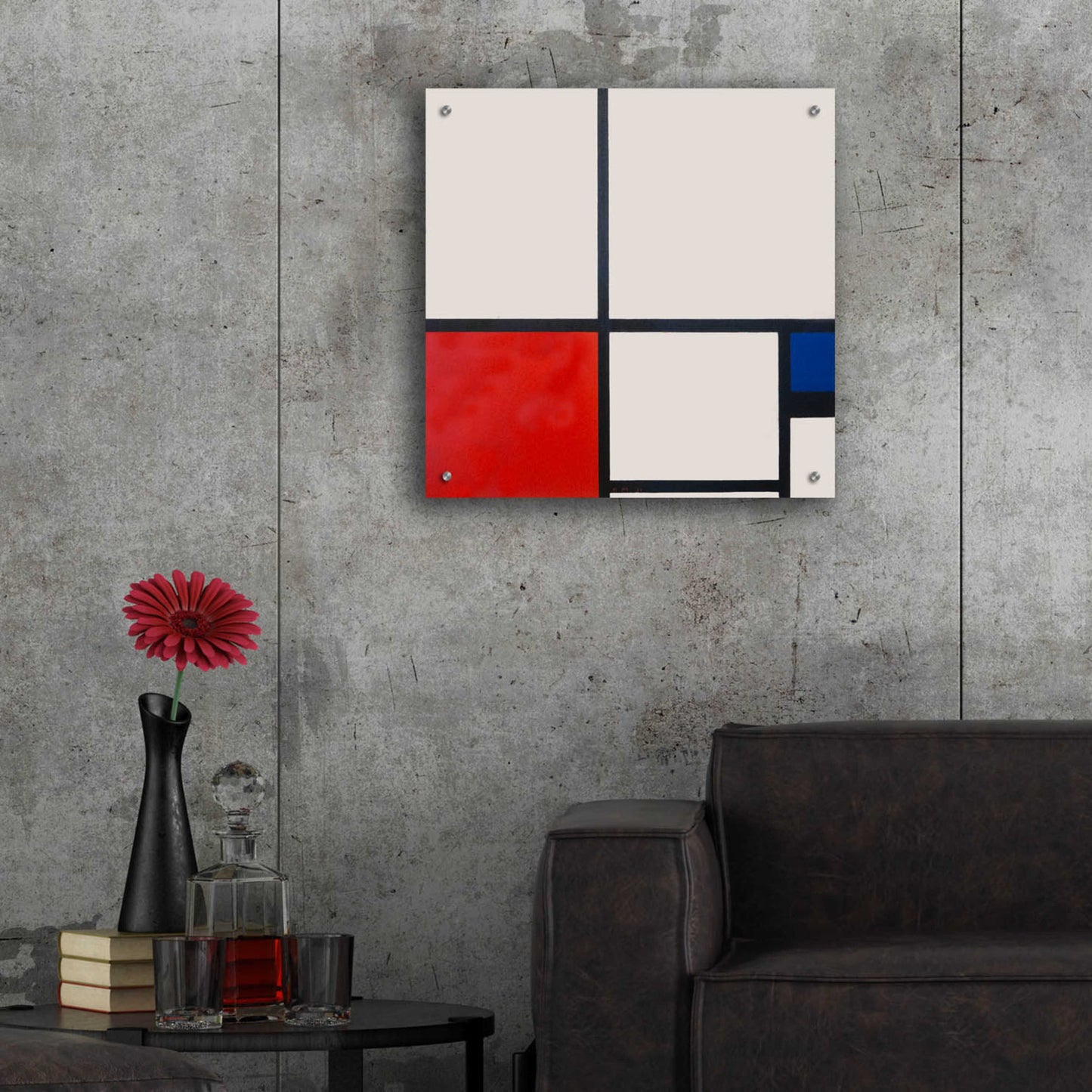 Epic Art 'Composition in White, Red and Blue' by Piet Mondrian, Acrylic Glass Wall Art,24x24