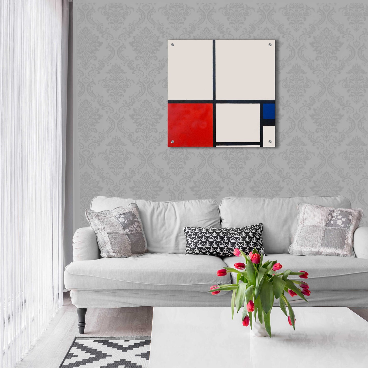 Epic Art 'Composition in White, Red and Blue' by Piet Mondrian, Acrylic Glass Wall Art,24x24