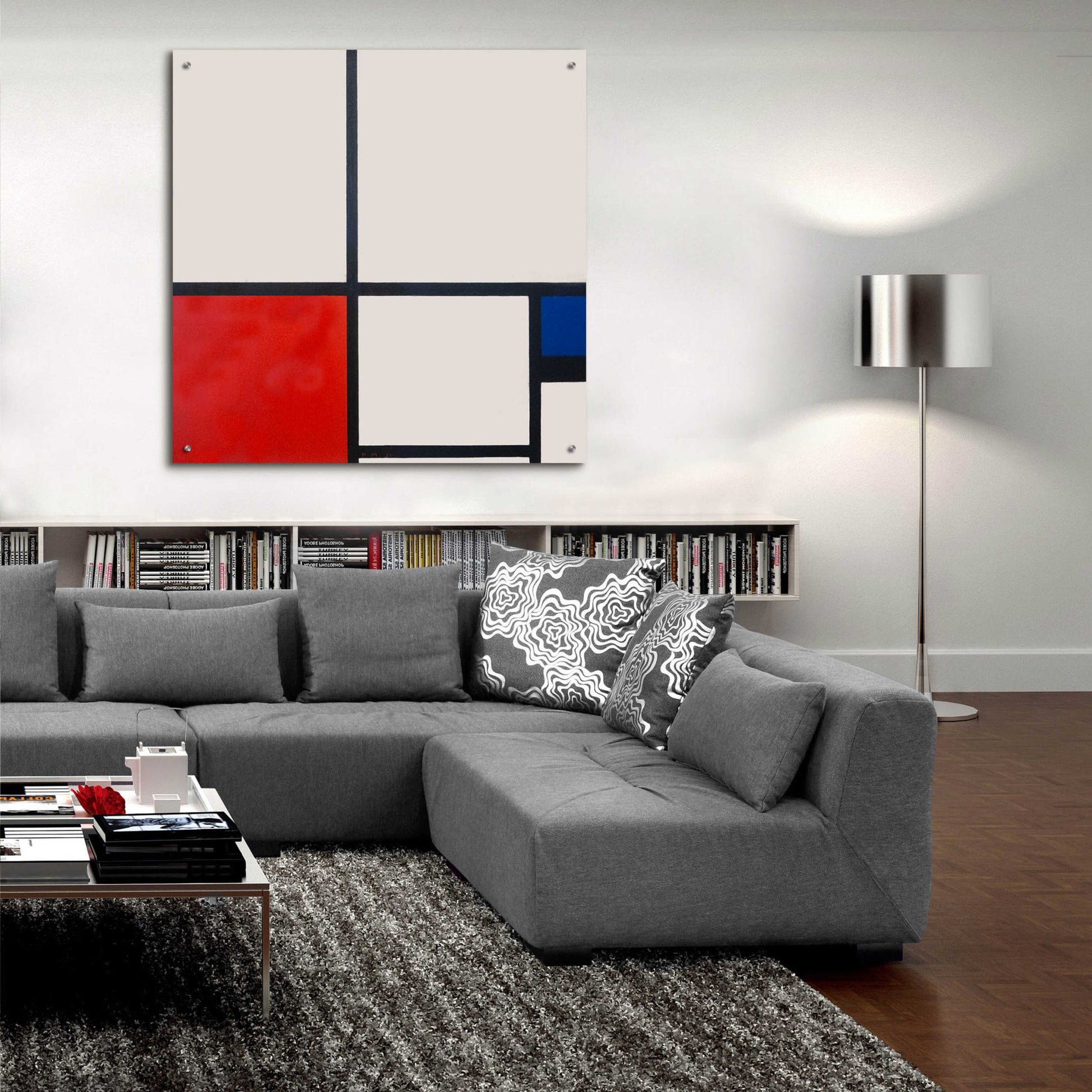 Epic Art 'Composition in White, Red and Blue' by Piet Mondrian, Acrylic Glass Wall Art,36x36